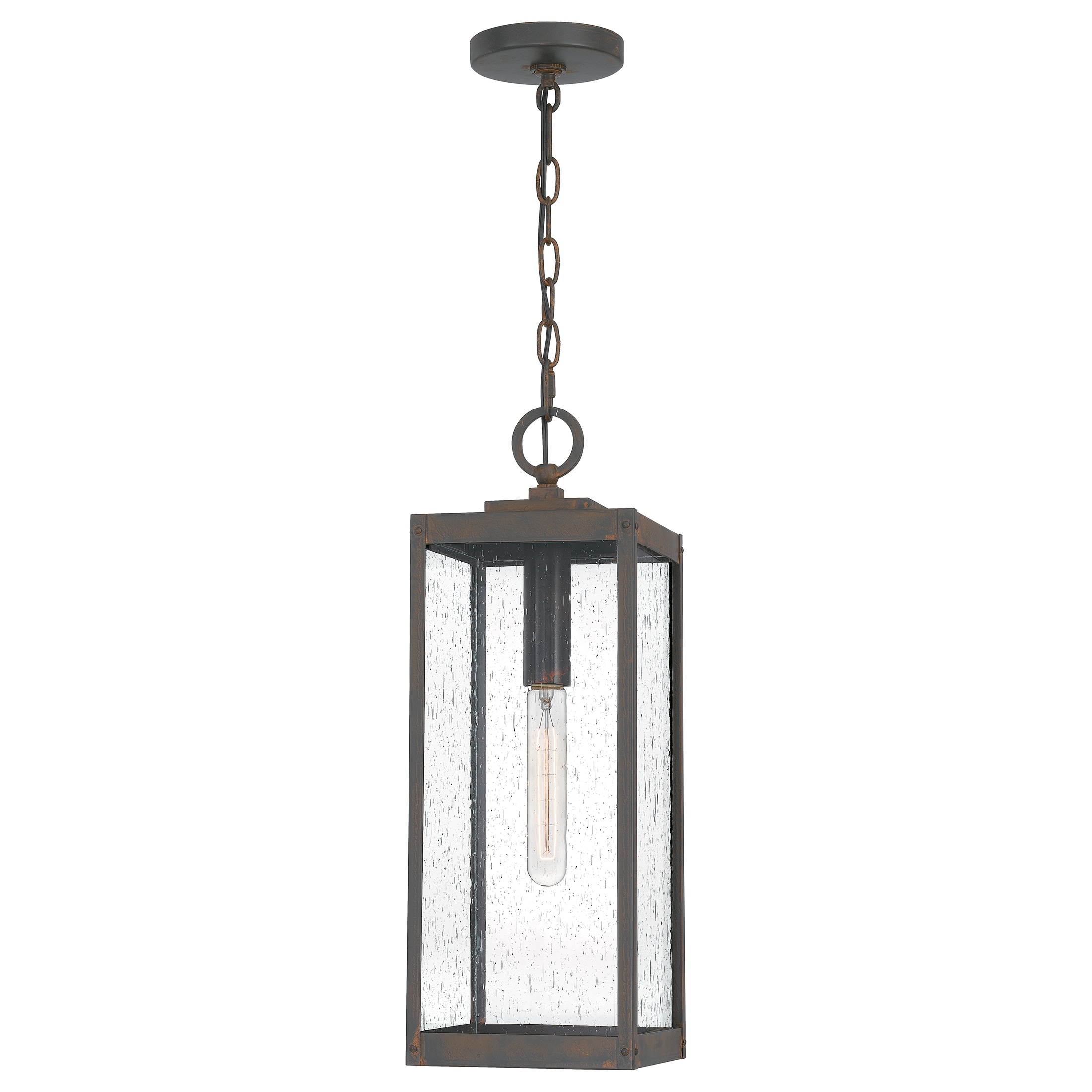Quoizel Westover Antique Brass Transitional Seeded Glass Lantern Pendant Light