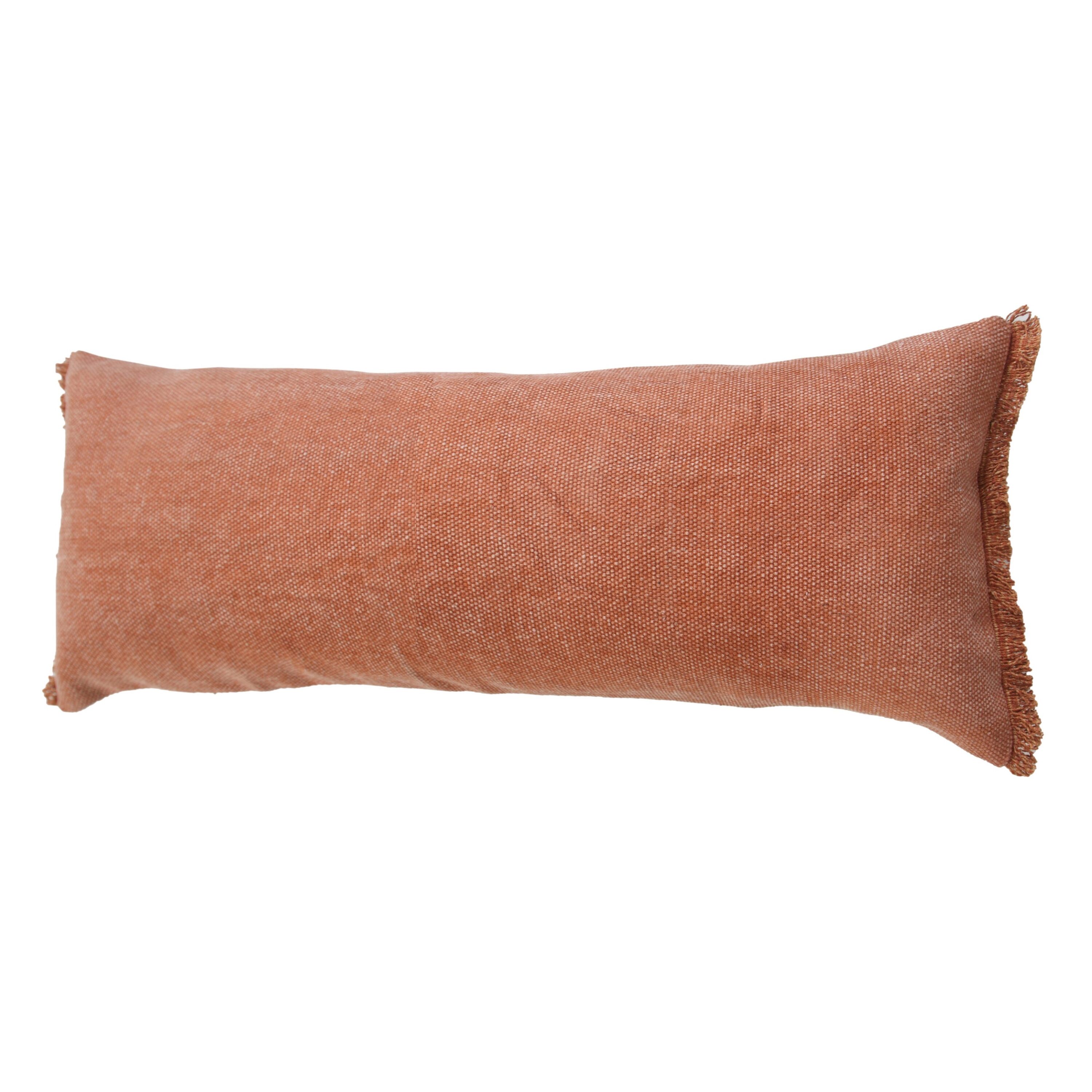 Light Pink Solid Stonewash Throw Pillow with Fringe