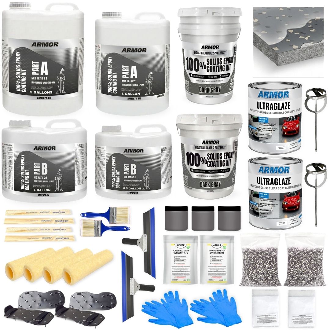 Armorpoxy 2-part Dark Gray Lux with Flakes Epoxy Concrete and Garage Floor Paint ( 4.5-gallon )