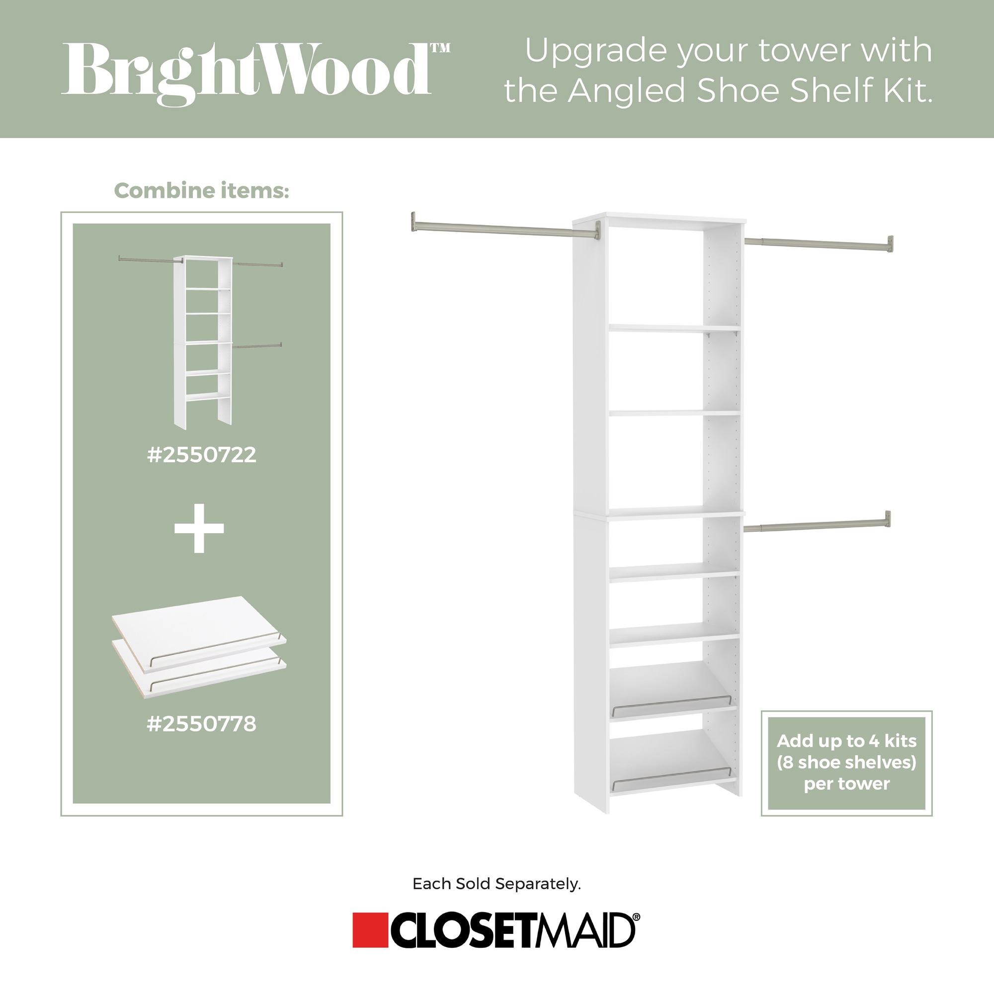 ClosetMaid BrightWood 5-ft To 10-ft W X 6.85-ft H White Solid Shelving ...