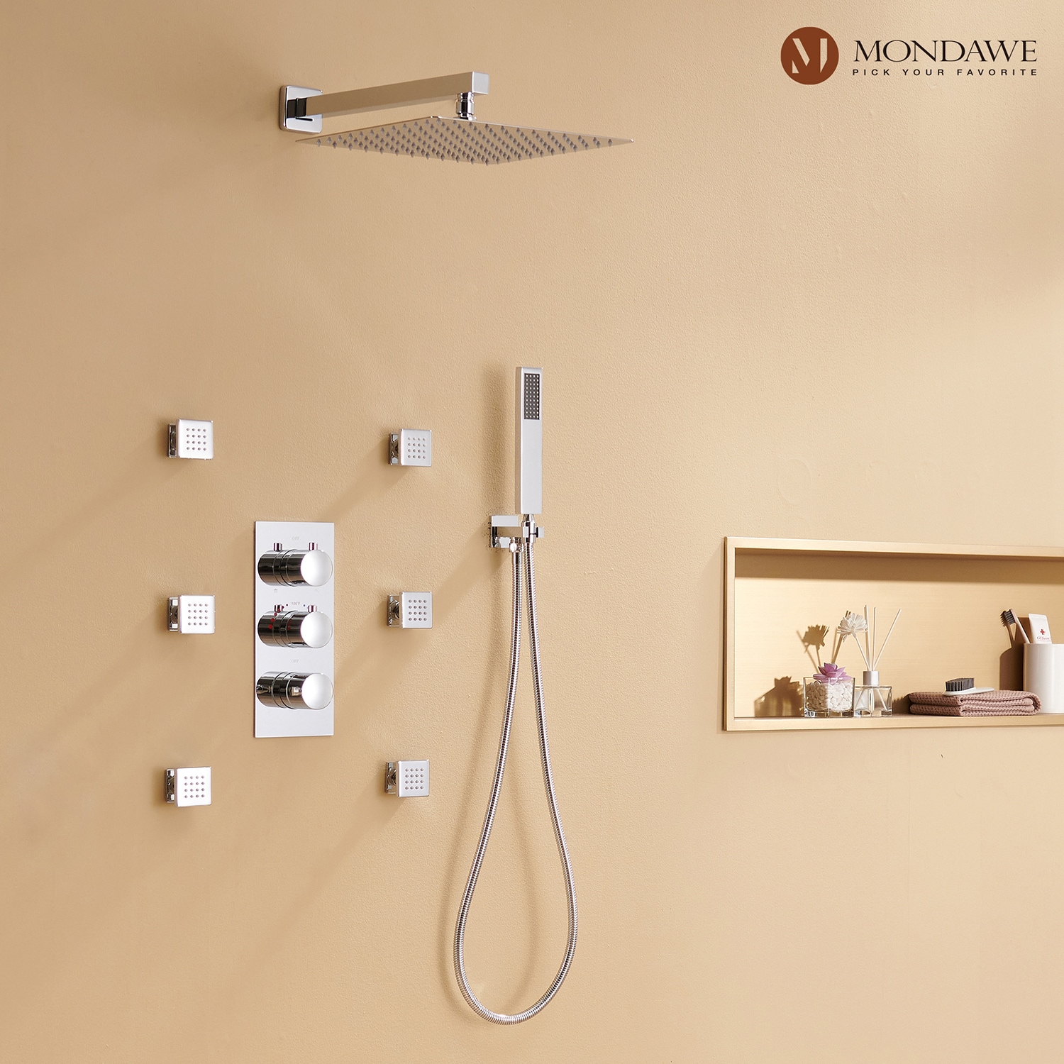 Mondawe WF6001-12CH Showerhead-Bar-Panels - View #4