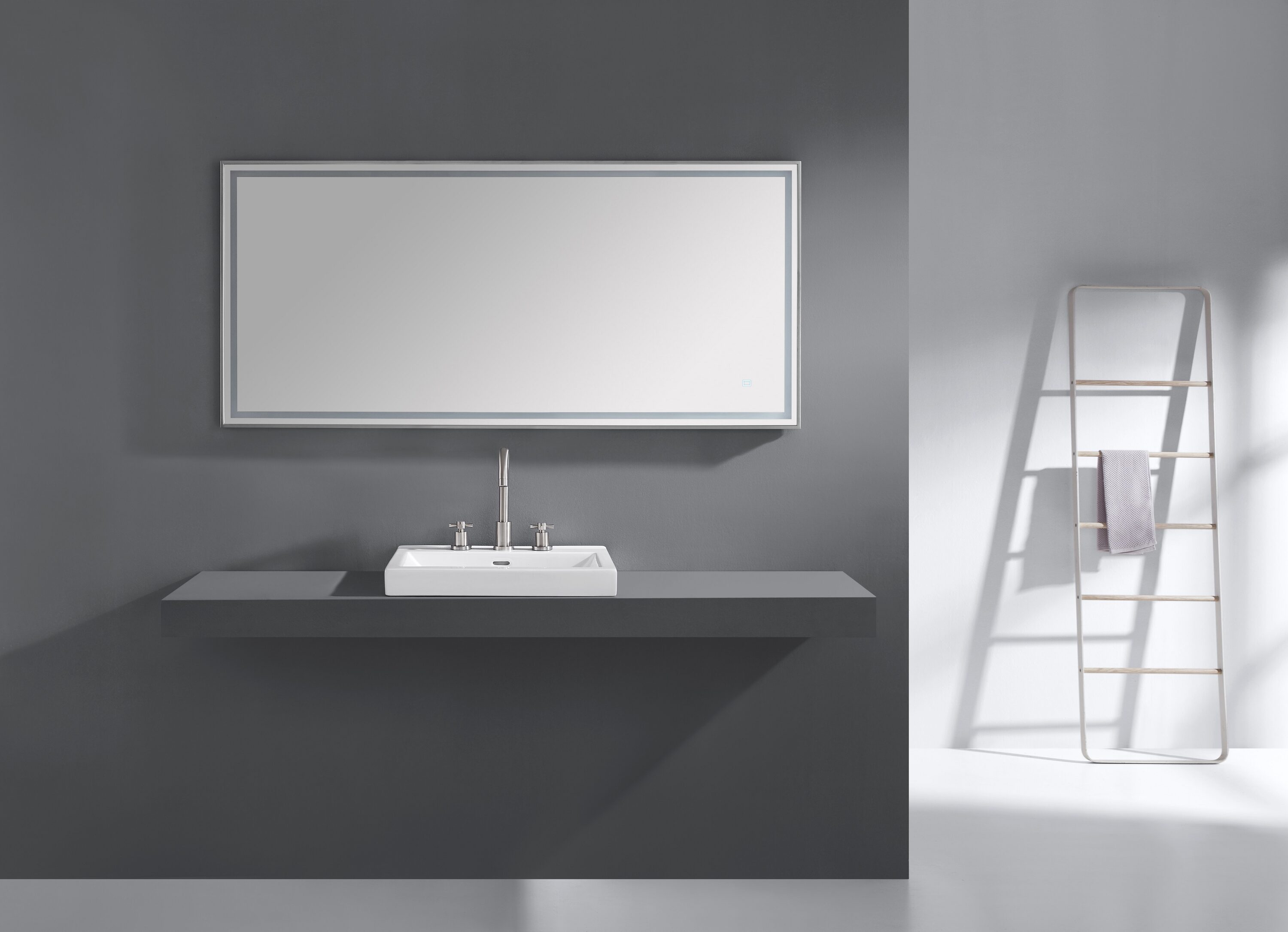 Rectangular Stainless Steel LED Bathroom Vanity Mirror