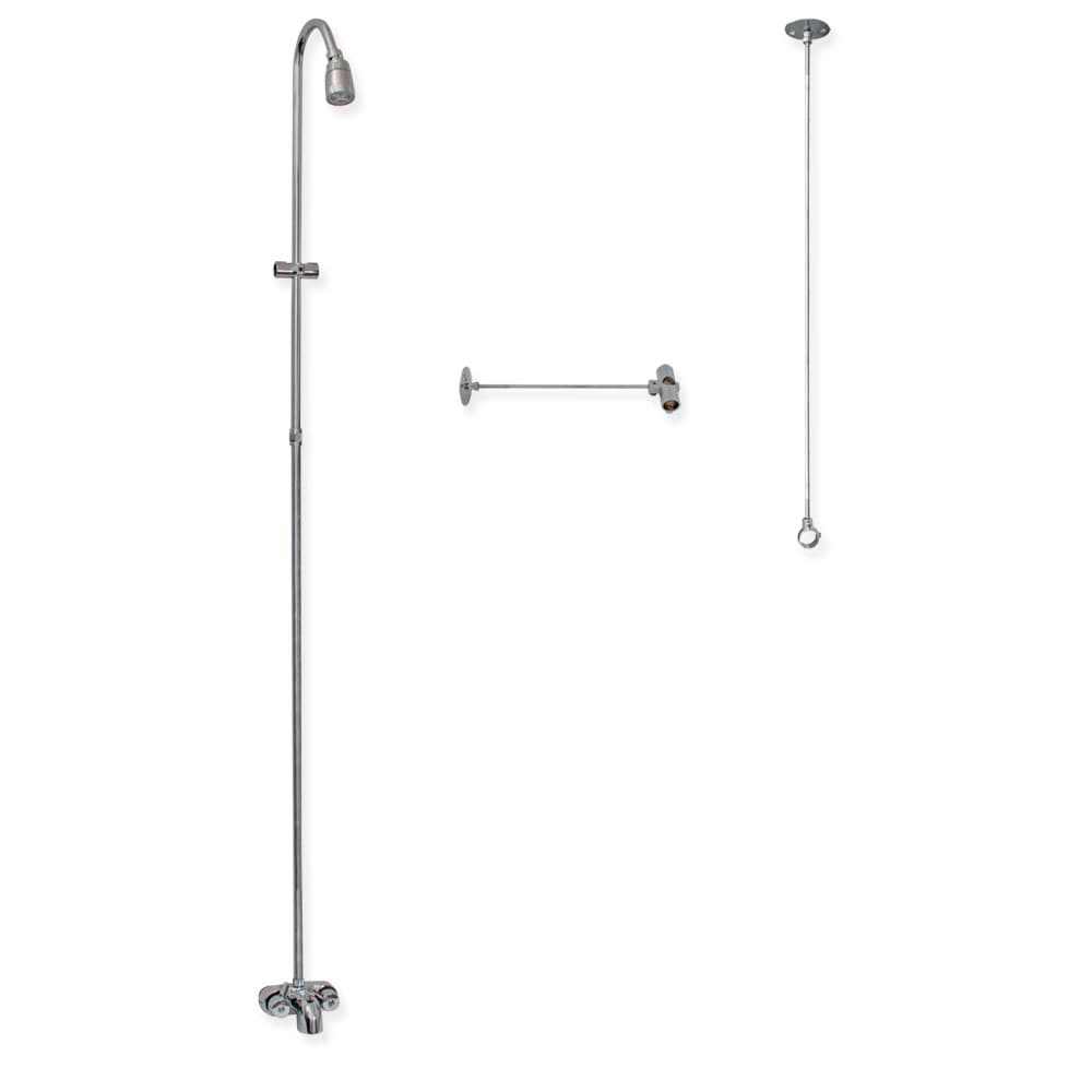 Chrome Freestanding Bathtub Shower Kit with Curtain Rod