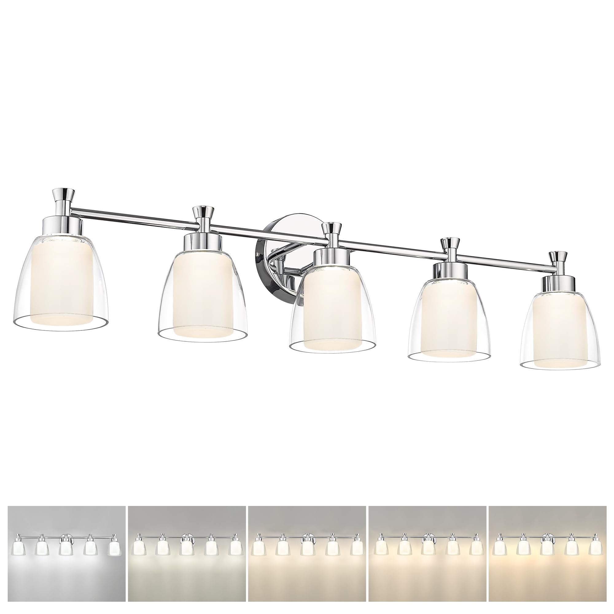 LTMATE LS5HJF95B-5W LED CH JAZAVA 36.2-in 5 -Light Chrome Industrial Vanity light