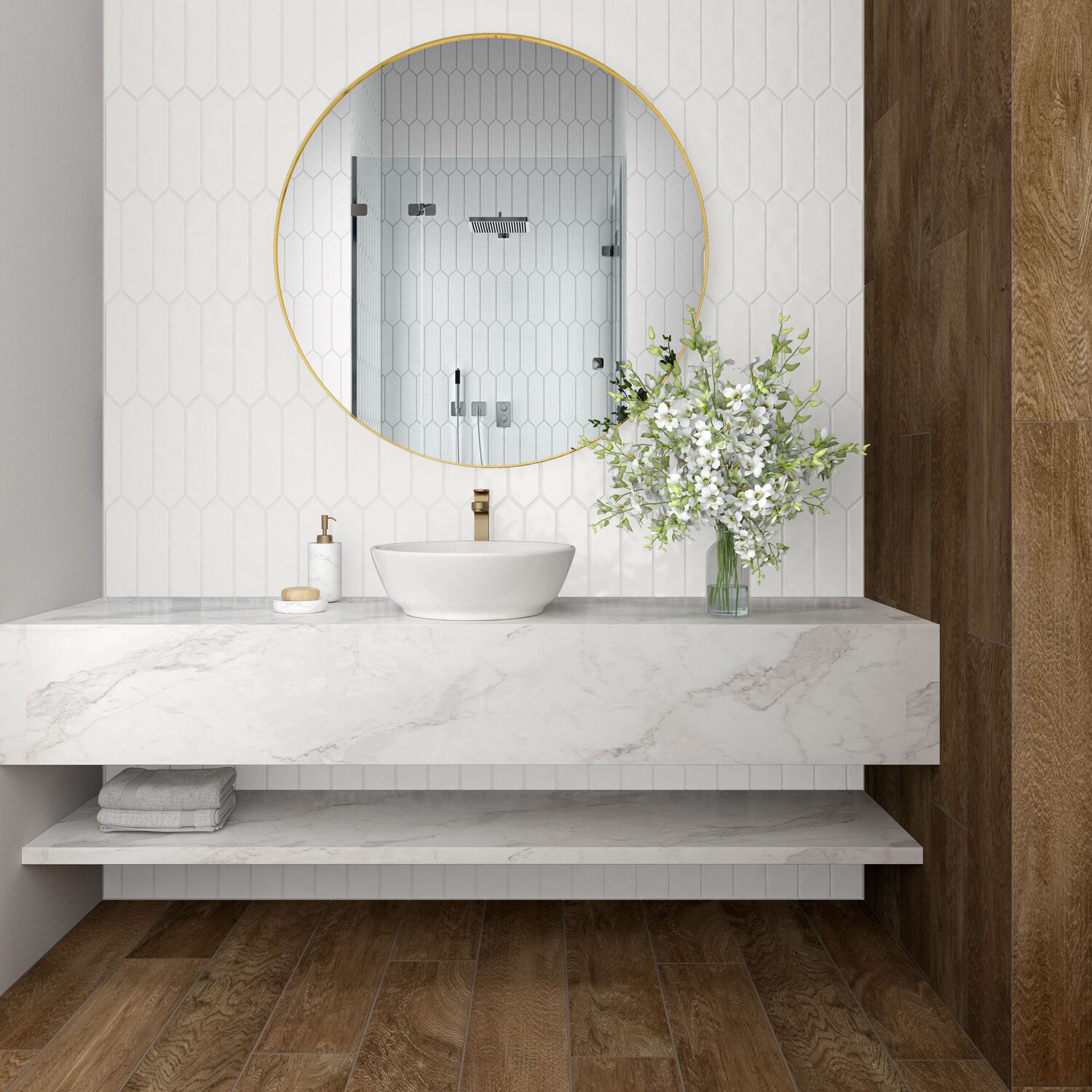 Daltile Stagecraft Arctic White 3-in x 12-in Glossy Ceramic Subway