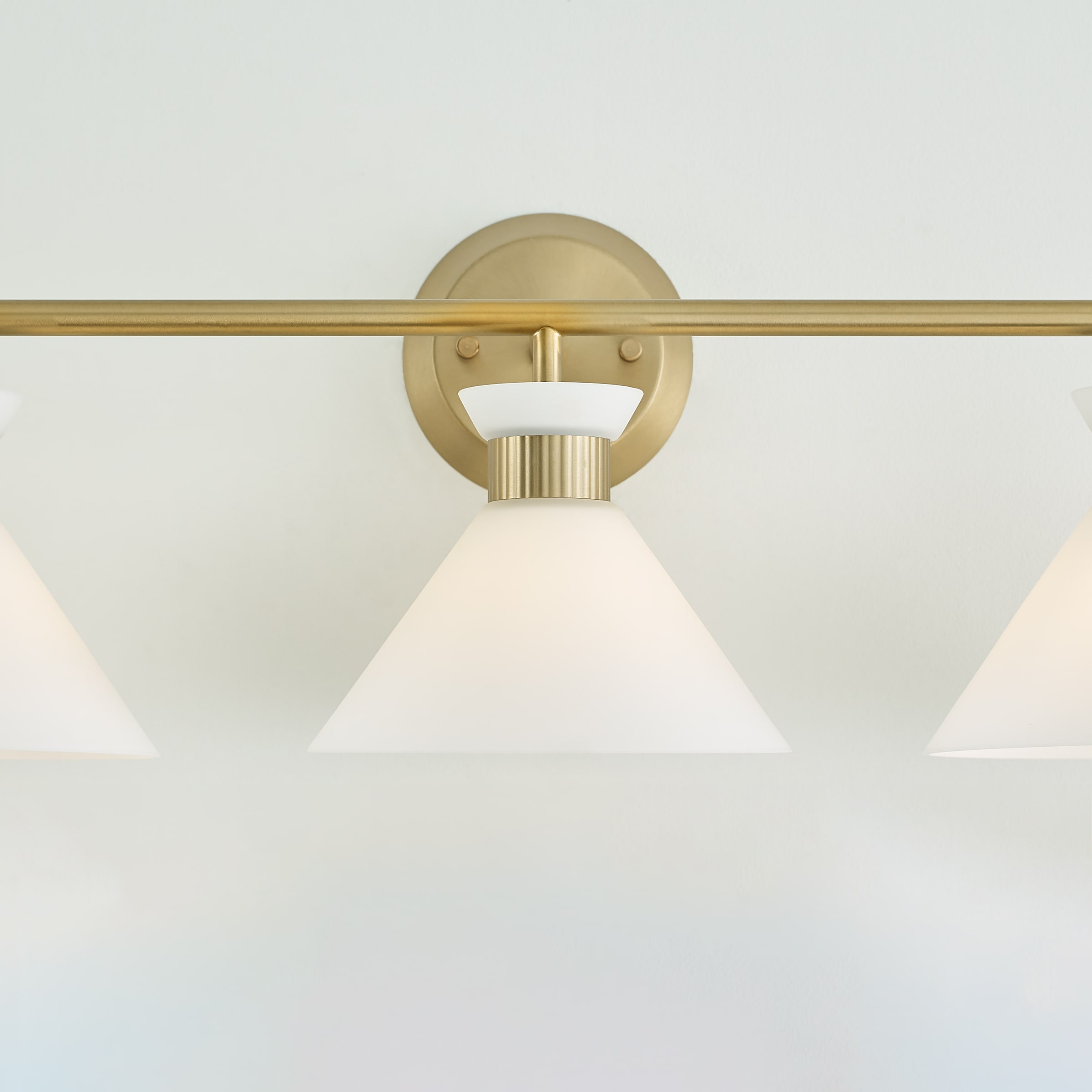 Satin Brass 3-Light Vanity with Etched Glass Shades