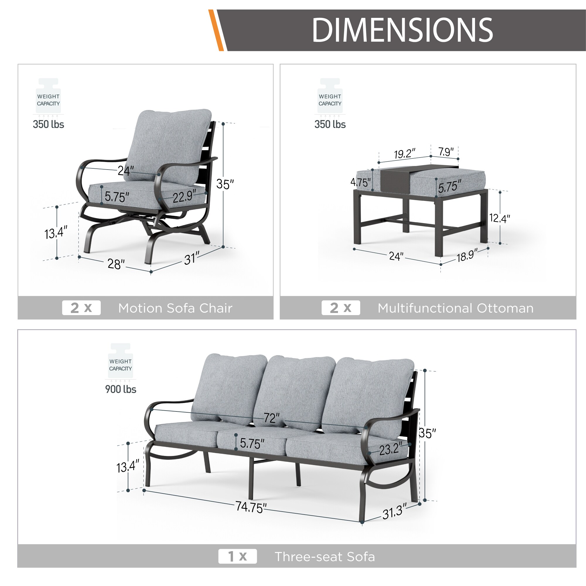 Sunshine Valley CP001-09-5-GR Patio-Conversation-Sets - View #8