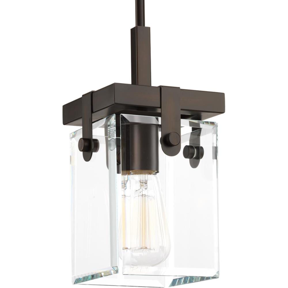 Progress Lighting P500073-020 Glayse Antique Bronze Modern/contemporary Beveled glass Square Mini Hanging Pendant light