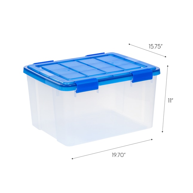 Iris 44 qt. Clear Plastic Storage Boxes with Lid in Blue
