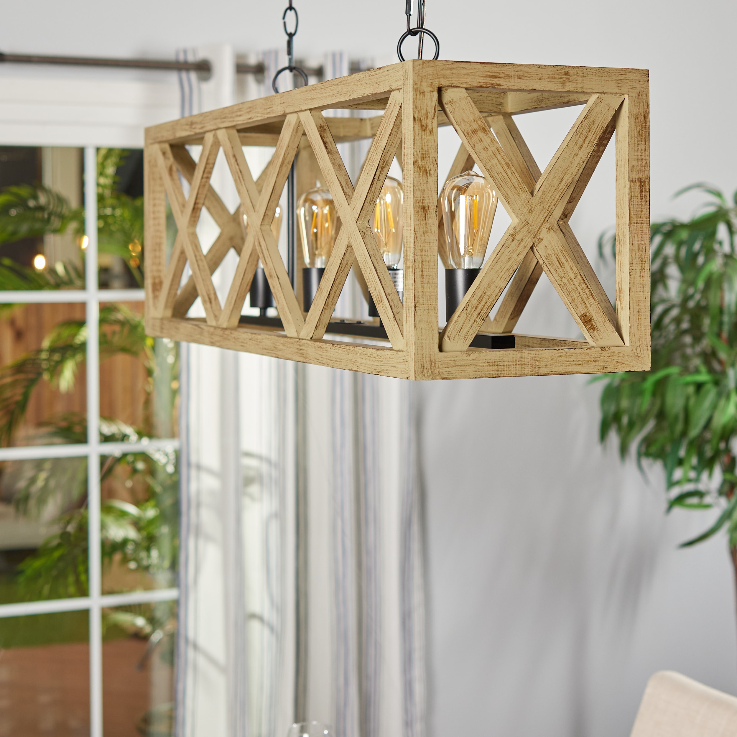 Black and Wood LED Farmhouse Pendant Light