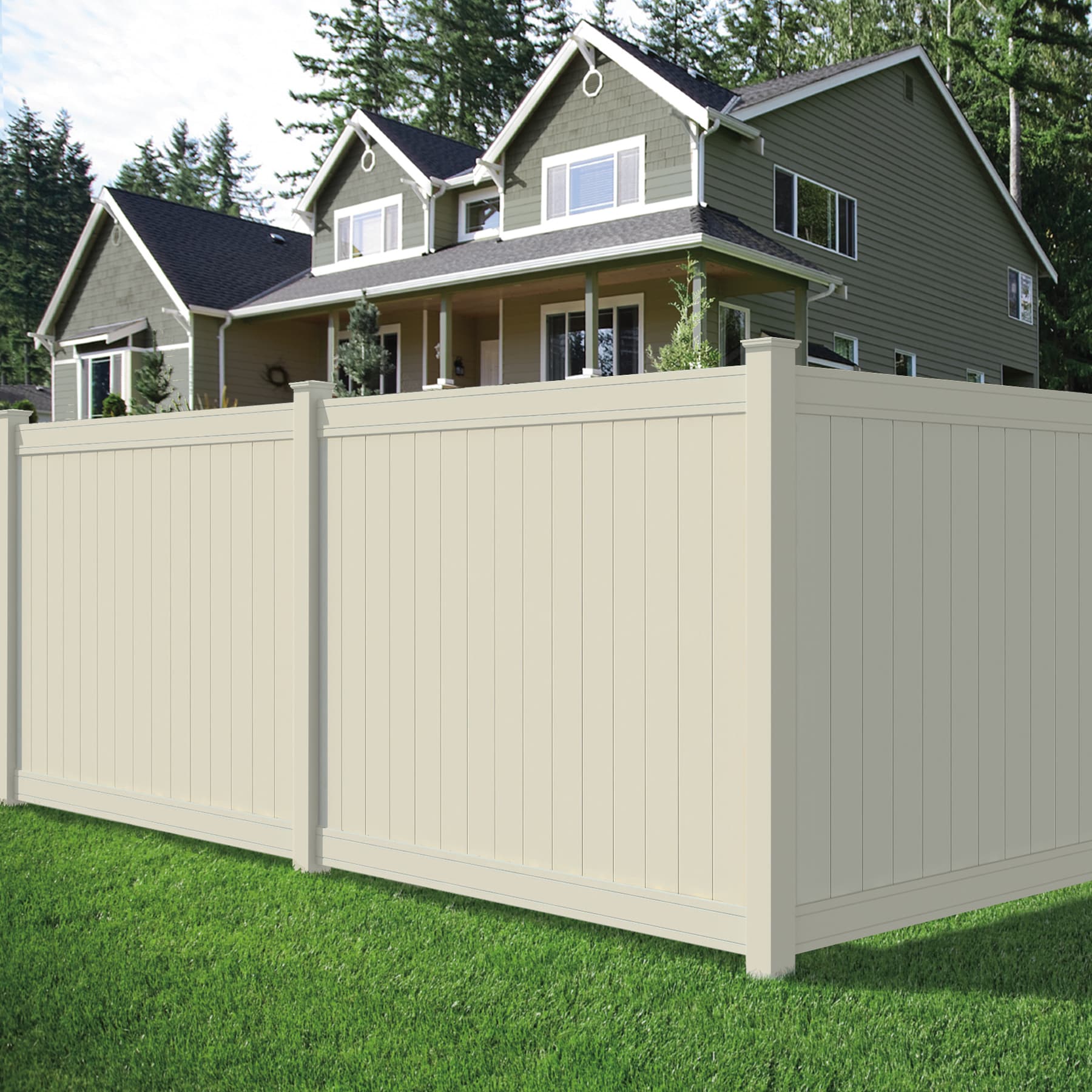 Outdoor Essentials Lakewood 8-ft H x 5-in W Tan Vinyl Corner Fence Post (Unassembled)