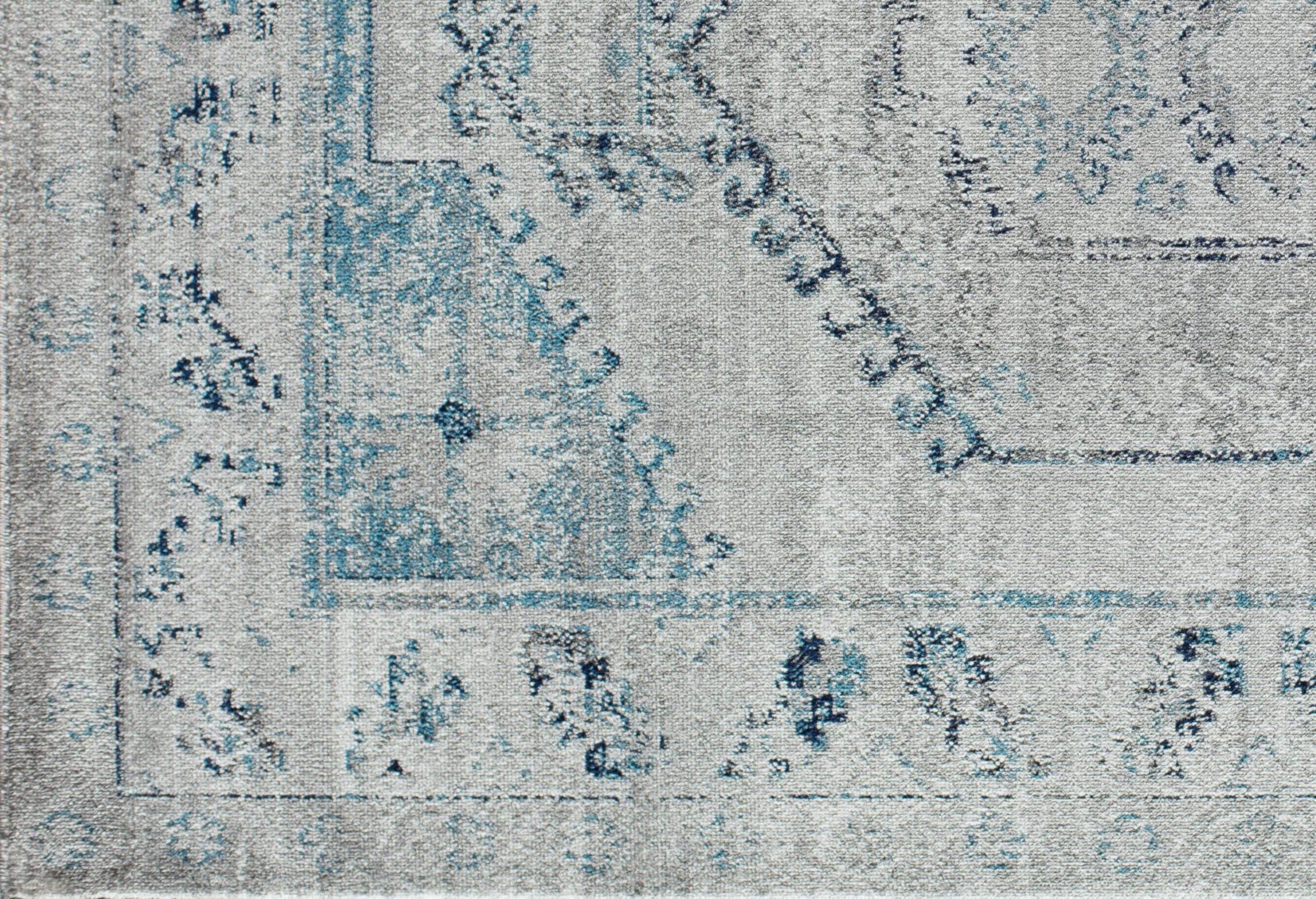 Misty Smoke Rectangular Synthetic Stain-Resistant Area Rug