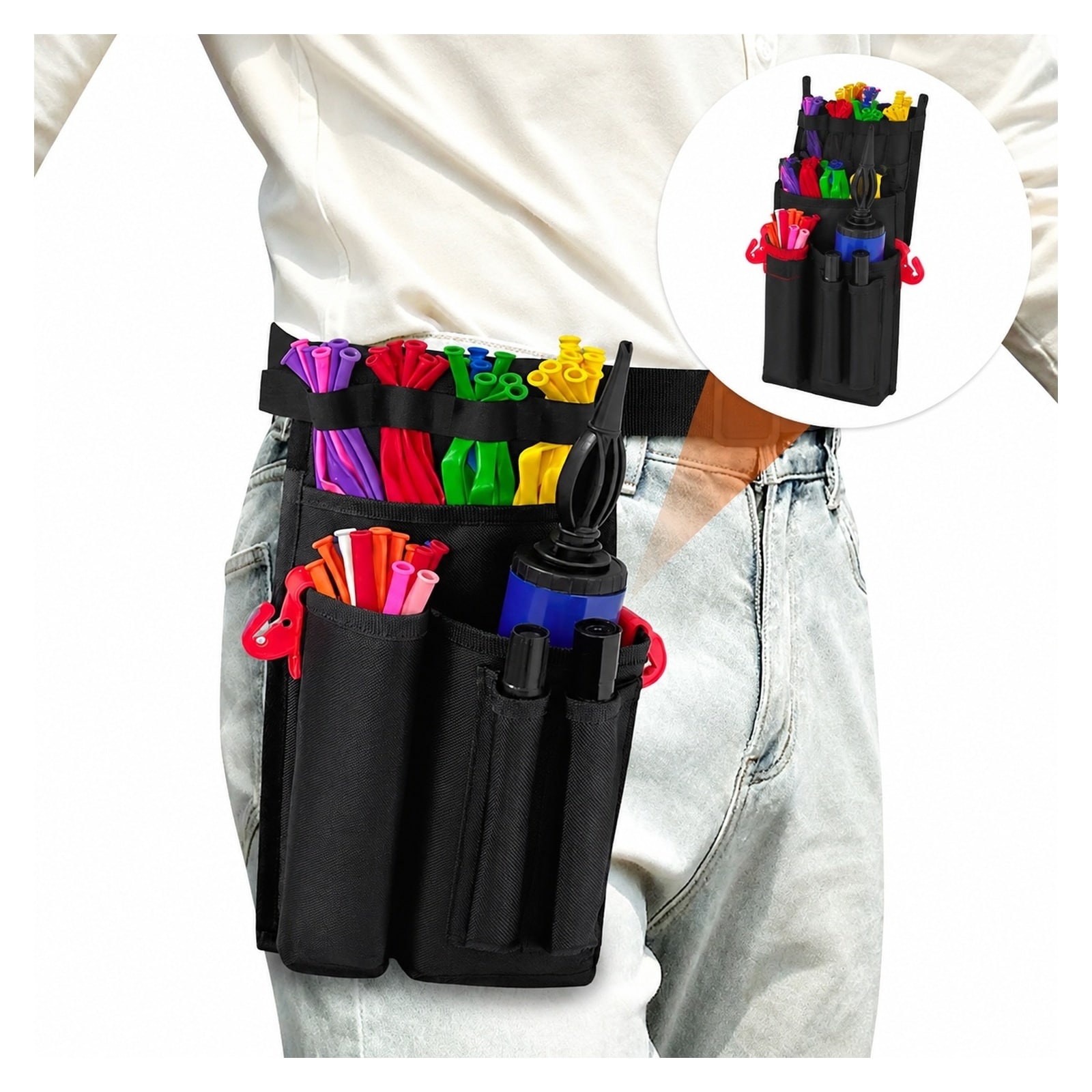 KIWDZFU  Multi Pocket Balloon Organizer Portable Balloon Storage Bag Adjustable Tools Waist Belt Multifunctional Work Apron for Balloon