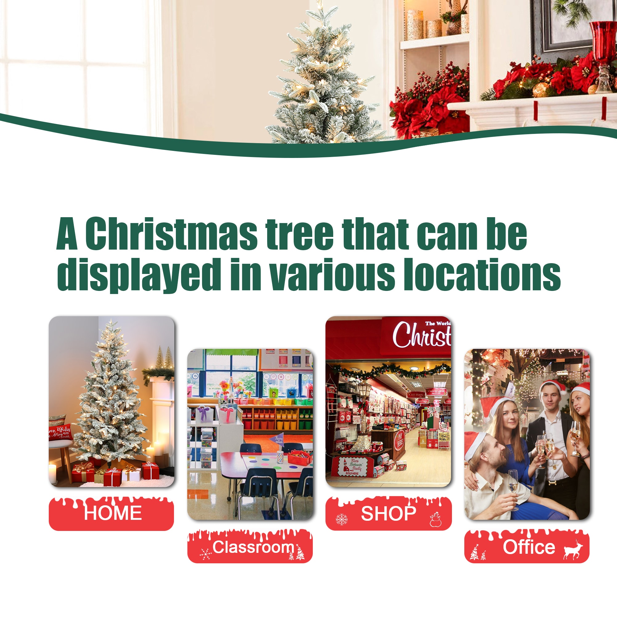 5ft White Flocked Fir Artificial Christmas Tree with LED Lights