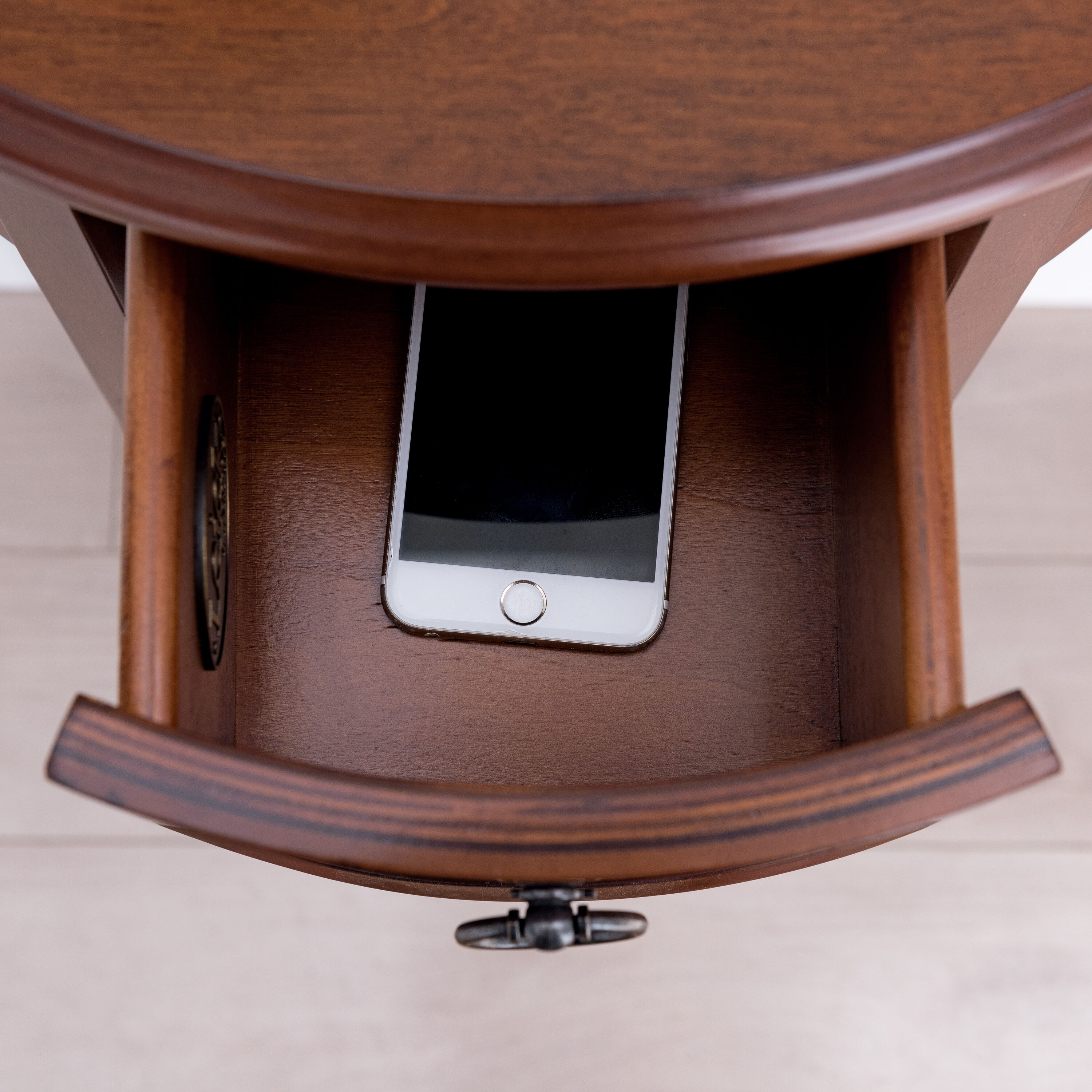 Round Chocolate Cherry Wood Hall Stand with Storage