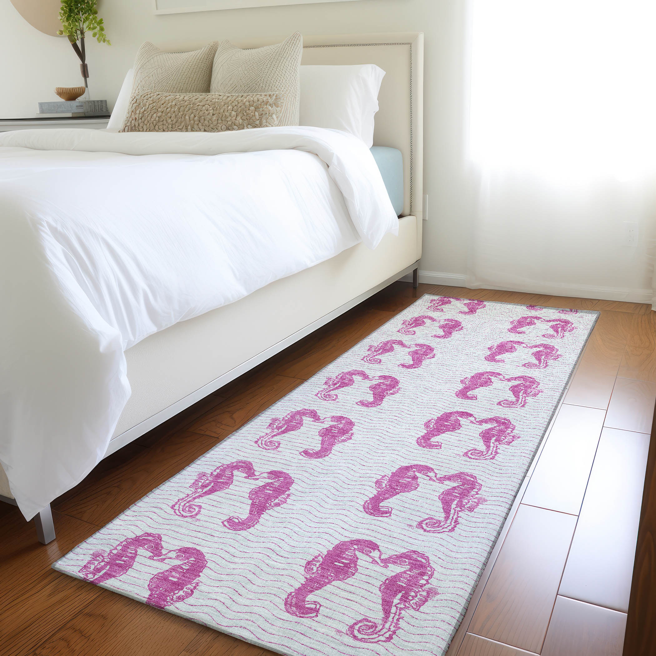Addison Rugs AMF194PI2X8 Mayfield AMF194PI 2 x 7 (ft) Loomed Polyester Pink Rectangular Indoor Geometric Machine washable Area rug