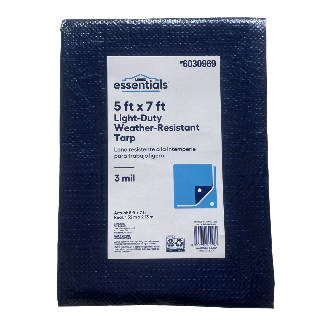 Lowe's Essentials LWS-LD-BB-0507 7-ft x 5-ft Blue Water resistant Standard Polyethylene 3-mil Tarp