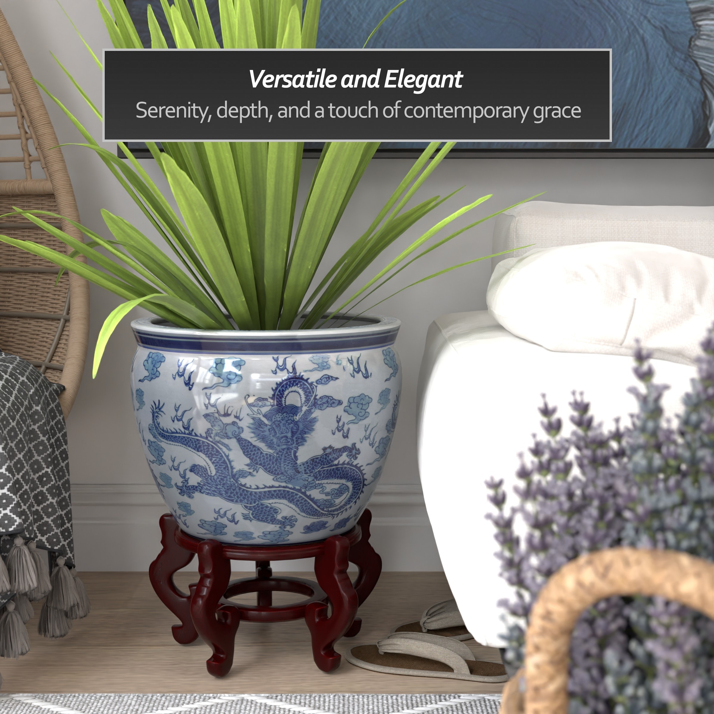 Oriental Furniture BW-16FISH-DRG1 Planter-Window-Box - View #4