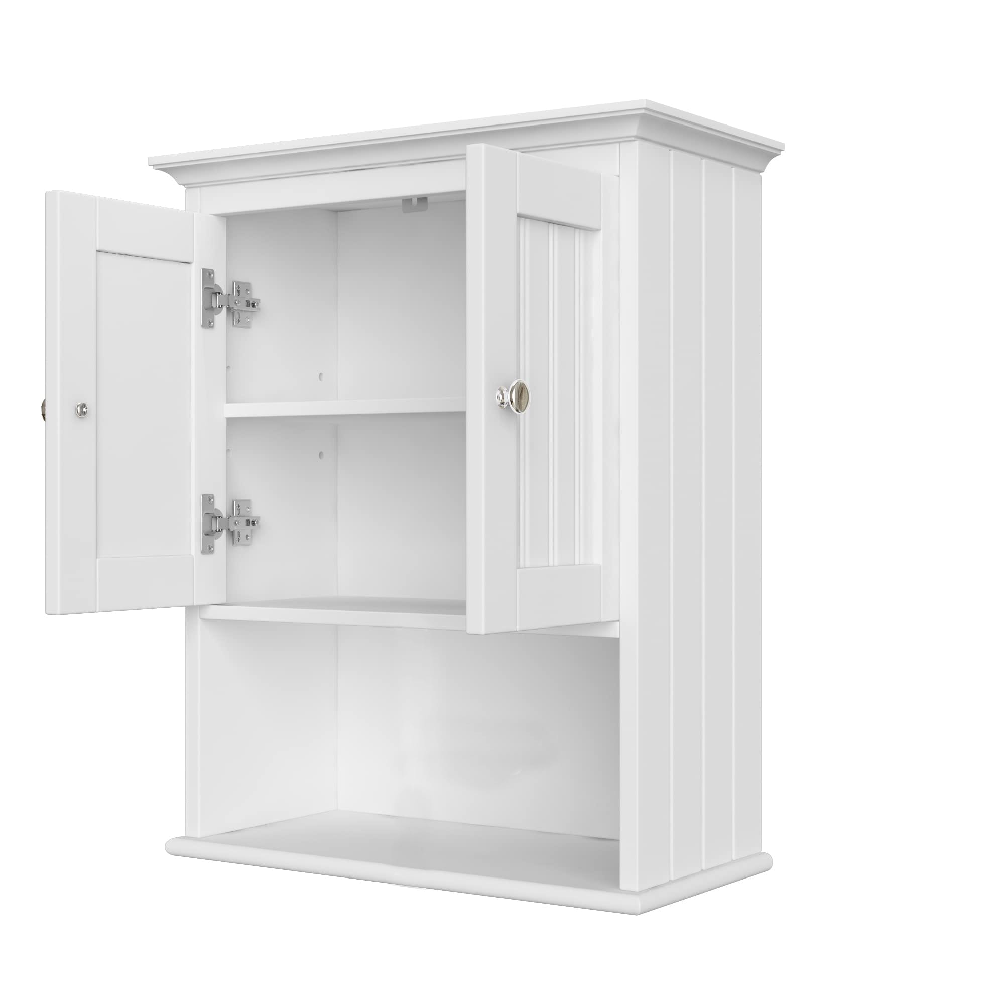 Etokfoks wood wall cabinet rustic bathroom care storage with doors adjustable shelf white wall mounted cupboard organizer #LETEA3YMC