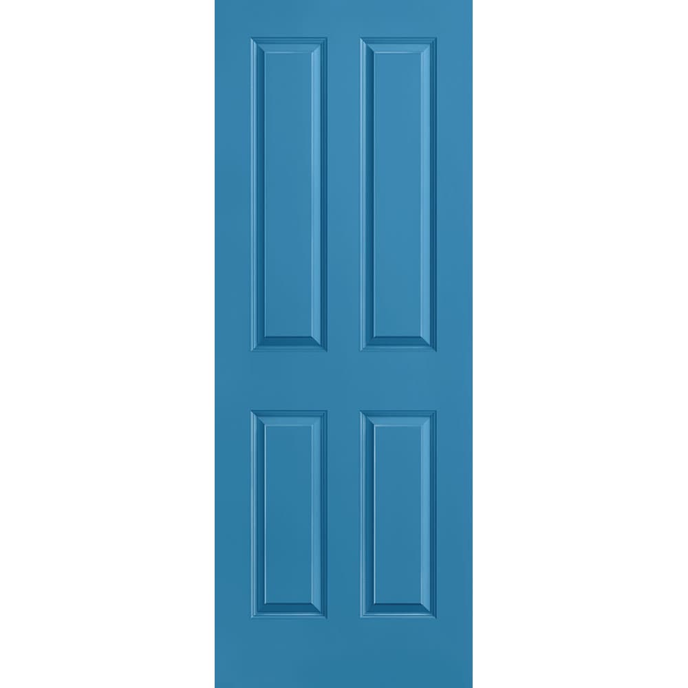 Masonite 1316435 Traditional 30-in x 80-in Blue Heron 4 panel square Smooth Solid core Prefinished Molded composite Slab Door