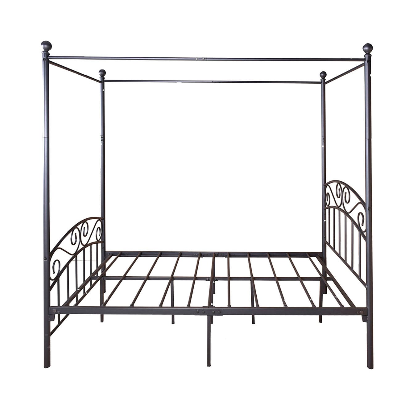 CASAINC BF-WF-715LT-BL Metal Canopy Bed Black Full Metal Platform Bed