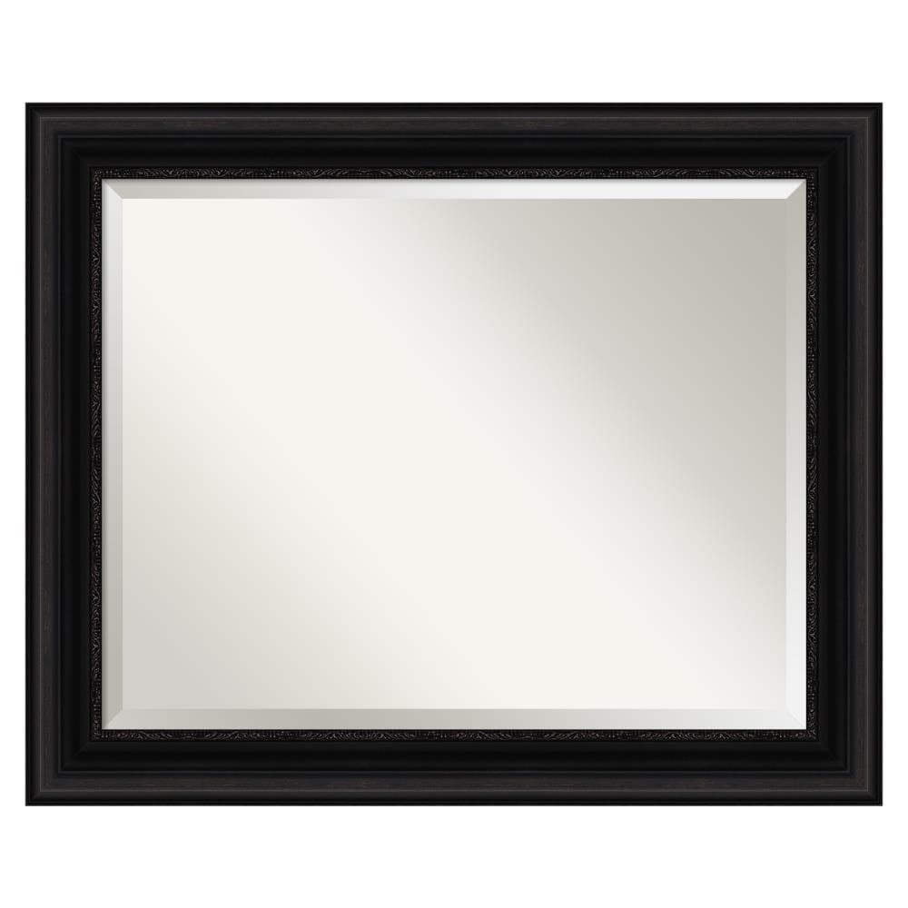 Amanti Art Parlor Black Frame Collection 33.5-in x 27.5-in Satin Black  Rectangular Bathroom Vanity Mirror in the Bathroom Mirrors department at 