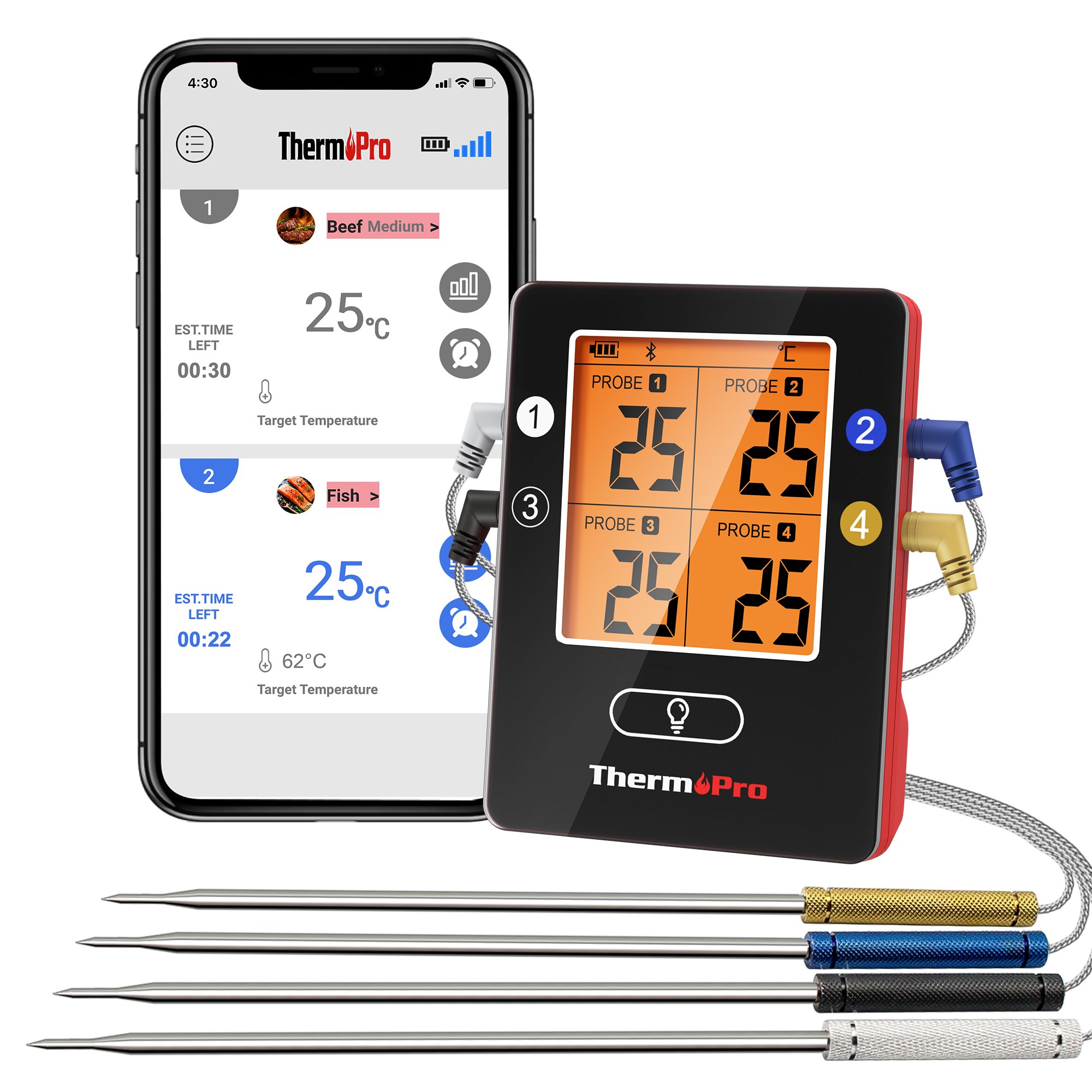 ThermoPro TP25W Digital Leave-in Bluetooth Compatibility Meat Thermometer  in the Meat Thermometers department at
