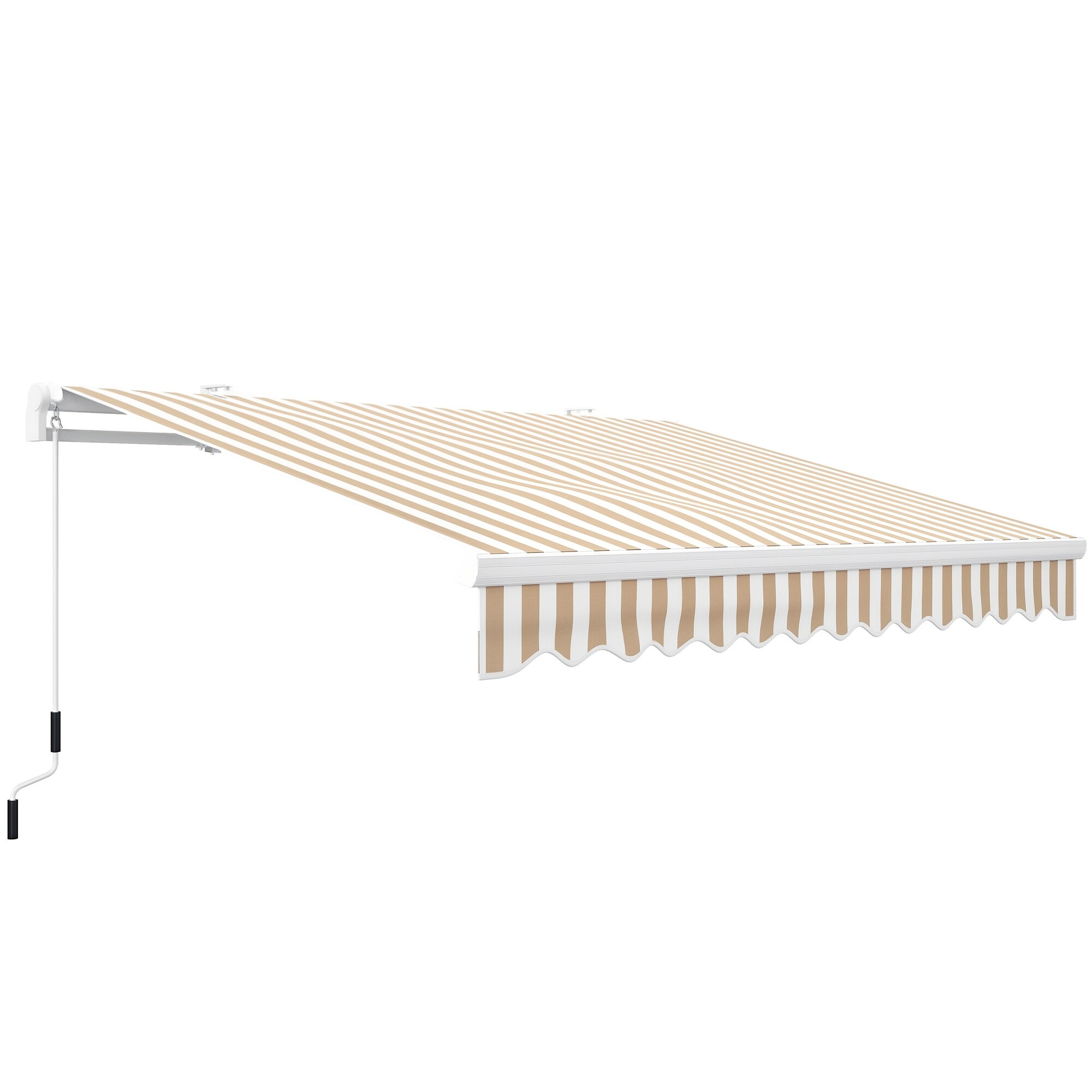 Outsunny 840-151 13' x 8' Manual Retractable Awning Sun Shade Shelter for Patio Deck Yard with UV Protection and Easy Crank Opening Beige Stripes - Thumbnail