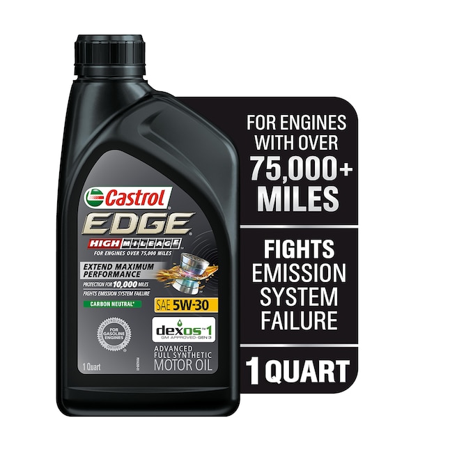 CASTROL EDGE High Mileage 5W-30 Advanced Full Synthetic Motor Oil, 1 Quart  in the Motor Oil & Additives department at