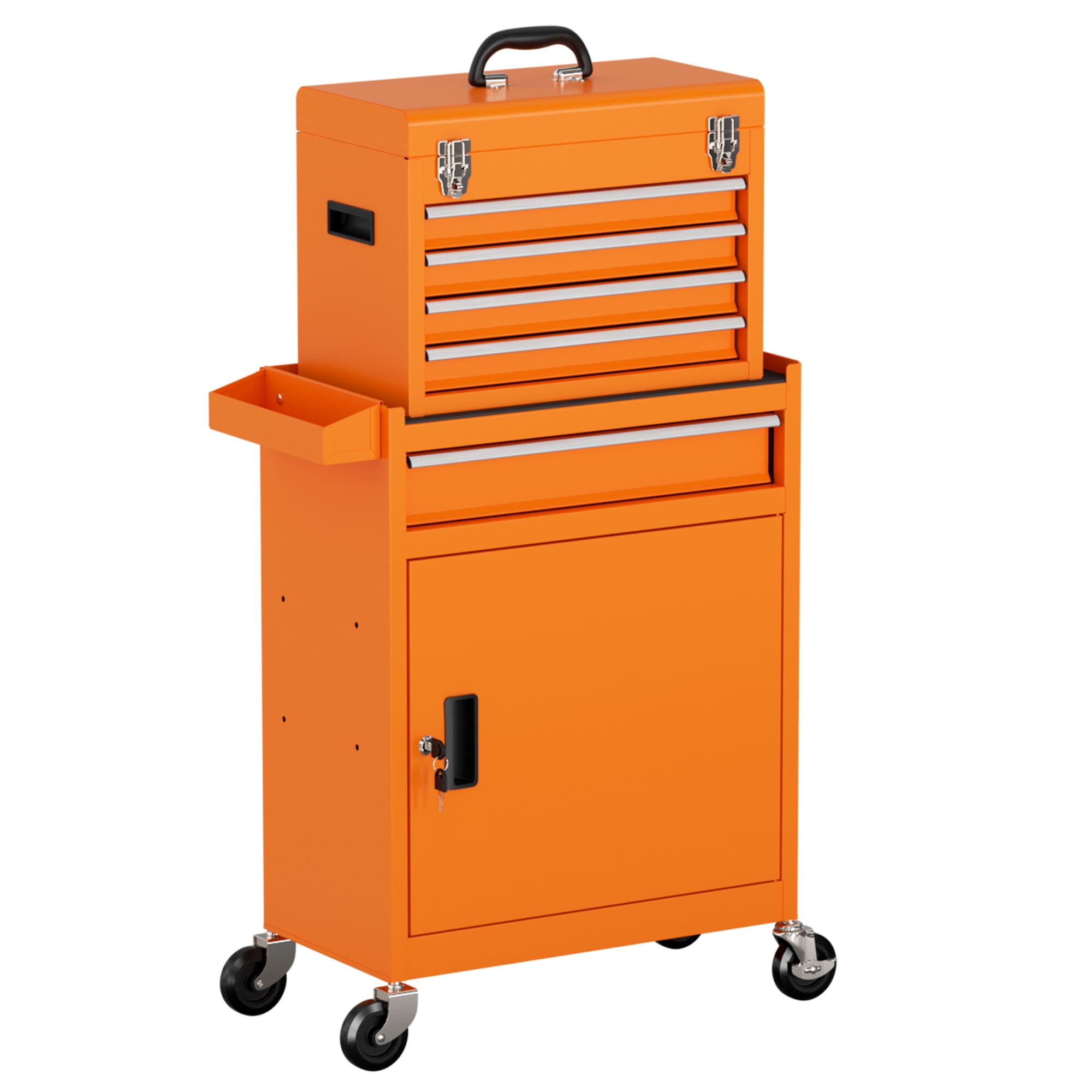 RaDEWAY 20.6-in W x 41.1-in H 5 Ball-bearing Steel Tool Chest Combo  (Orange) in the Tool Chest Combos department at