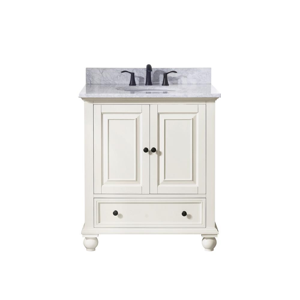 Avanity THOMPSON-VS30-FW-C Thompson 31-in French White Undermount Single Sink Bathroom Vanity with Carrera White Natural Marble Top