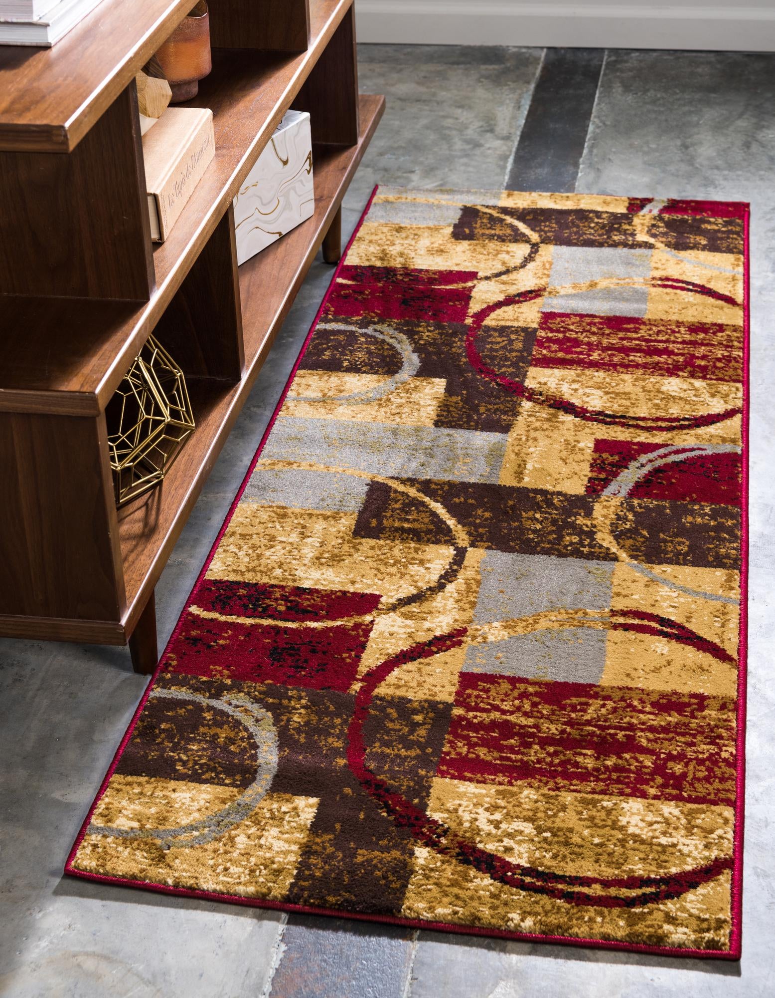 Unique Loom 3179809 Barista 3 x 16 (ft) Loomed Polypropylene Multi Rectangular Indoor Geometric Runner rug