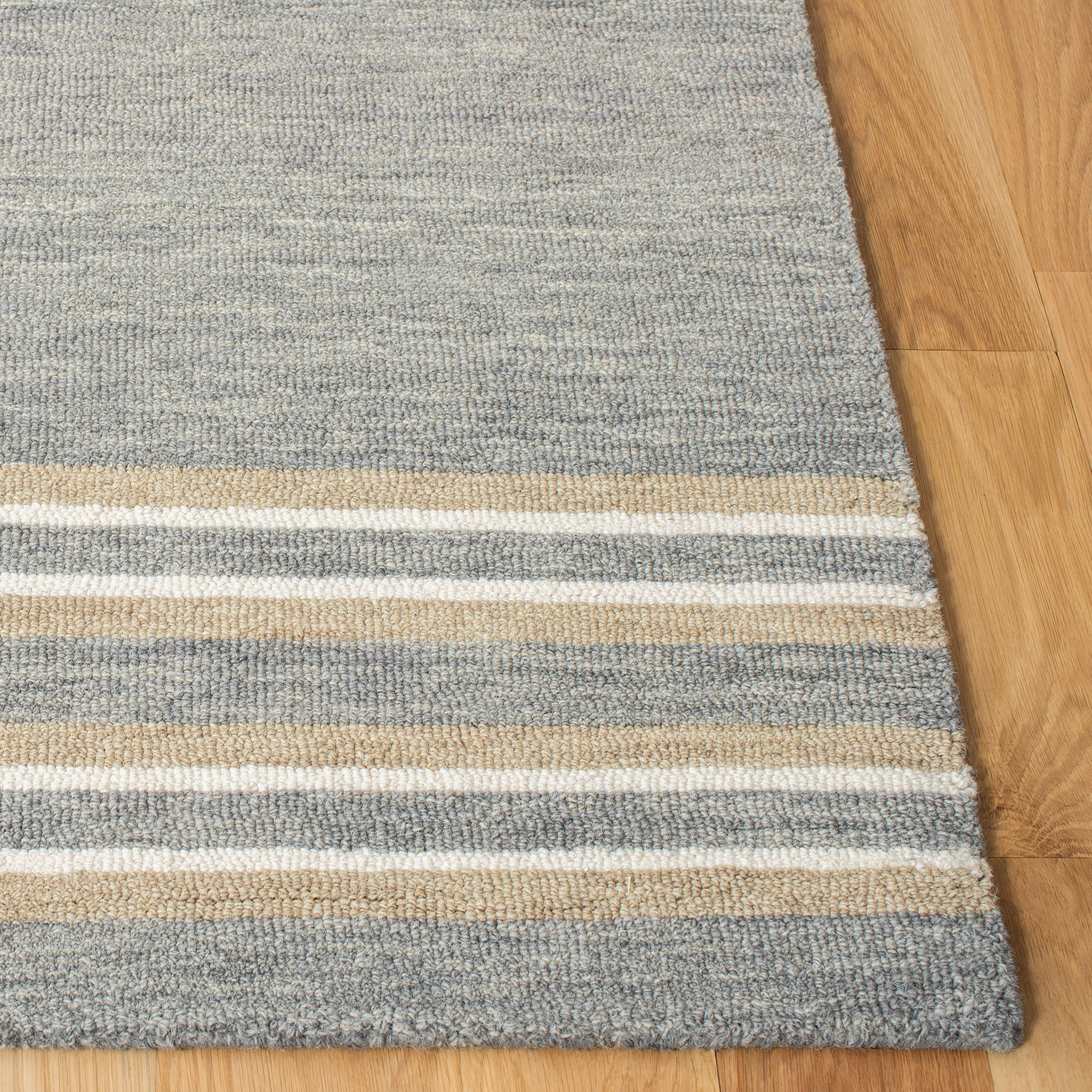 Grey and Brown Hand-Tufted Wool 6' x 6' Square Area Rug