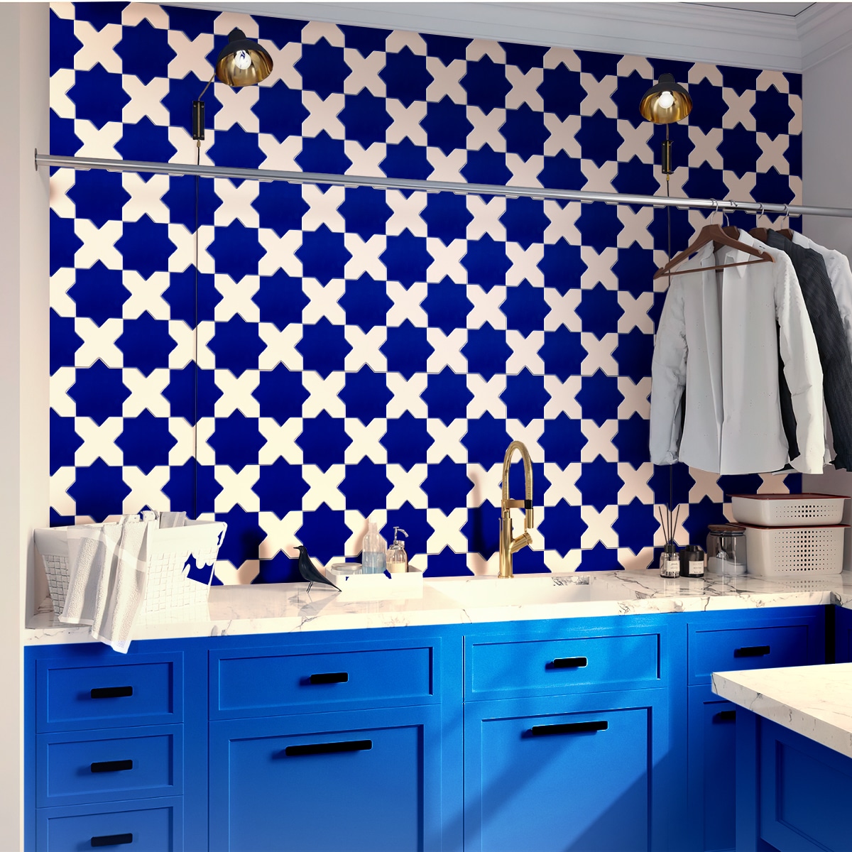 Apollo Tile MOR88AZSTRA Siena Cobalt Blue 6-in x 6-in Glossy Ceramic Stone Look Floor and Wall Tile (5.37-sq. ft/ Carton)