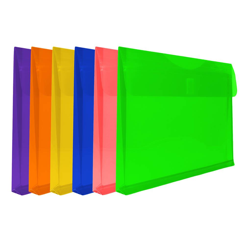 Jam Paper Plastic Envelopes with Snap Closure, Letter size, Assorted Colors, 6/Pack (218S0RGBYPCL)