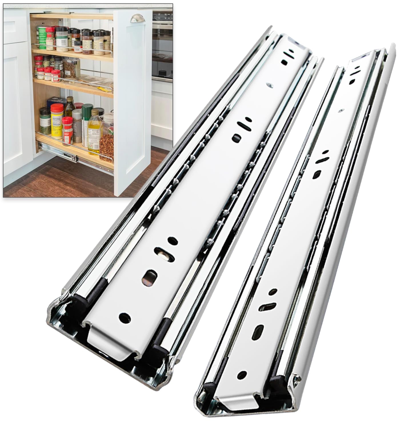 CYIKE  Heavy Duty Drawer Slides Full Extension Runners 12 14 16 18 20 22 24 26 28 30 32 34 36 38 40 Inch Side Mount Rails for Drawer Capacity 150