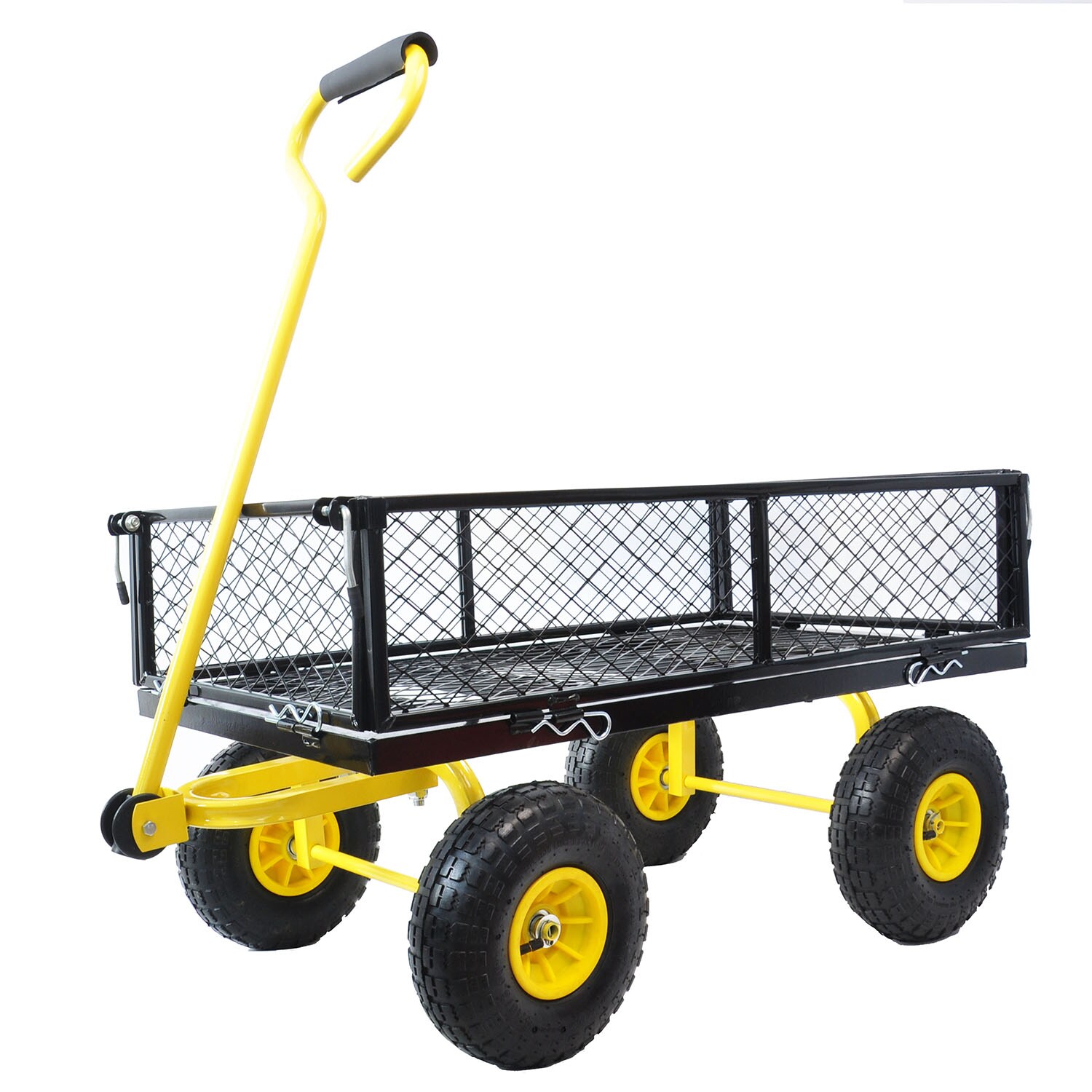 SINOFURN Black Folding Garden Cart Wagon with 500 lbs. Weight Limit and ...