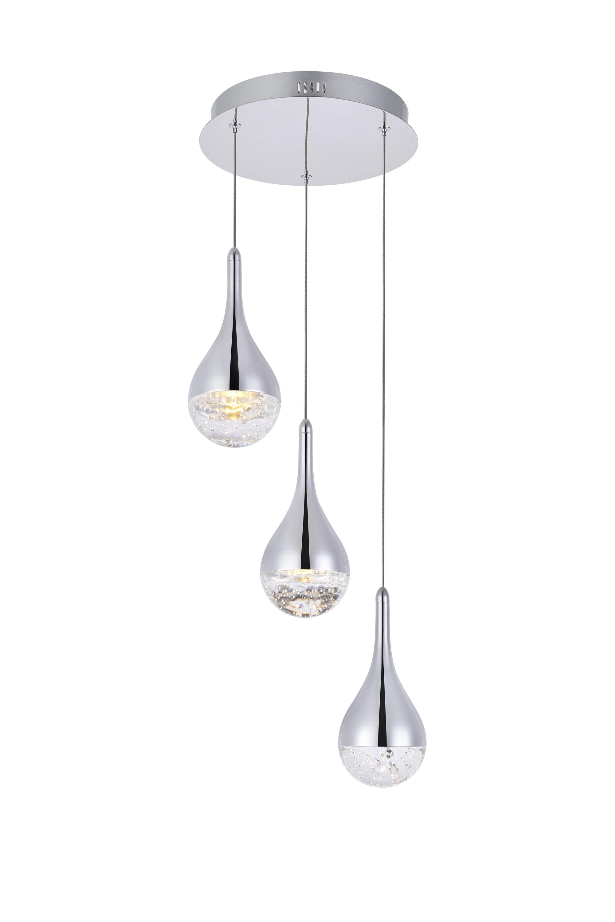 Elegant Decor HF11409D12C Home Furnishing 3 -Light Chrome Modern/contemporary Integrated LED For Use in Bedrooms, Dining Rooms, Foyers, Kitchens, Living Rooms Chandelier