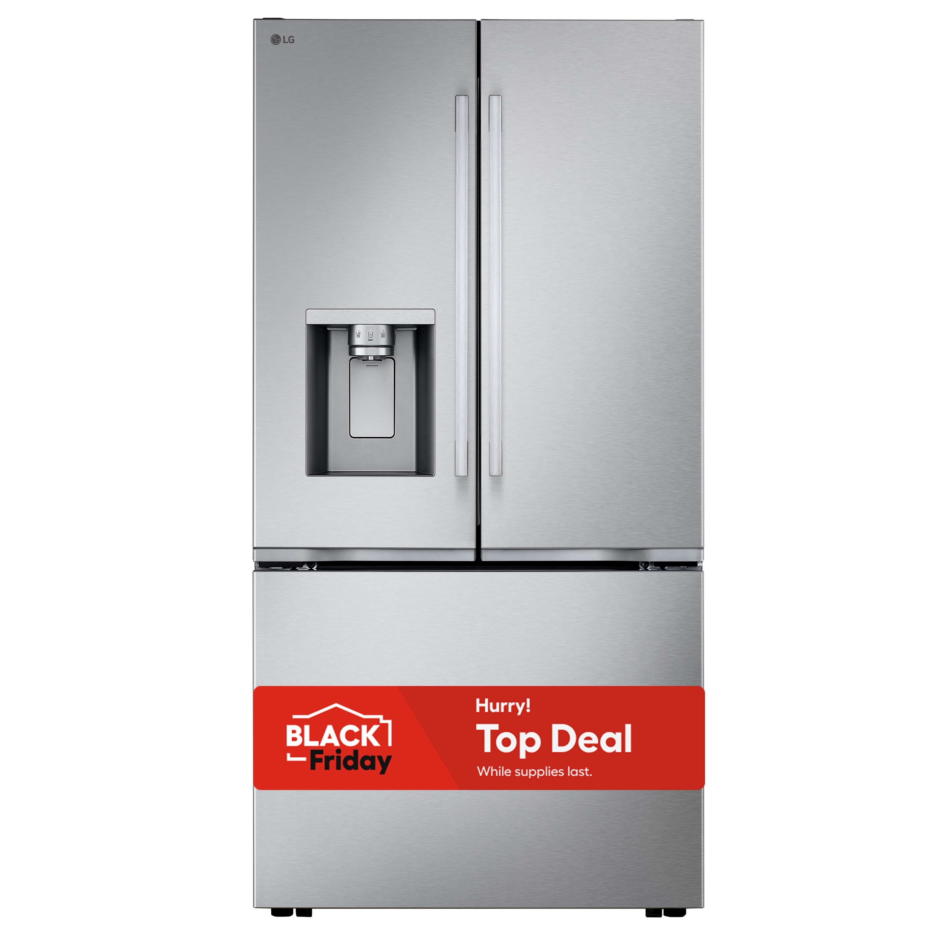 LG Counter-depth Zero Clearance 23.7-cu ft Smart French Door Refrigerator with Dual Ice Maker, Water and Ice Dispenser (Fingerprint Resistant) ENERGY STAR