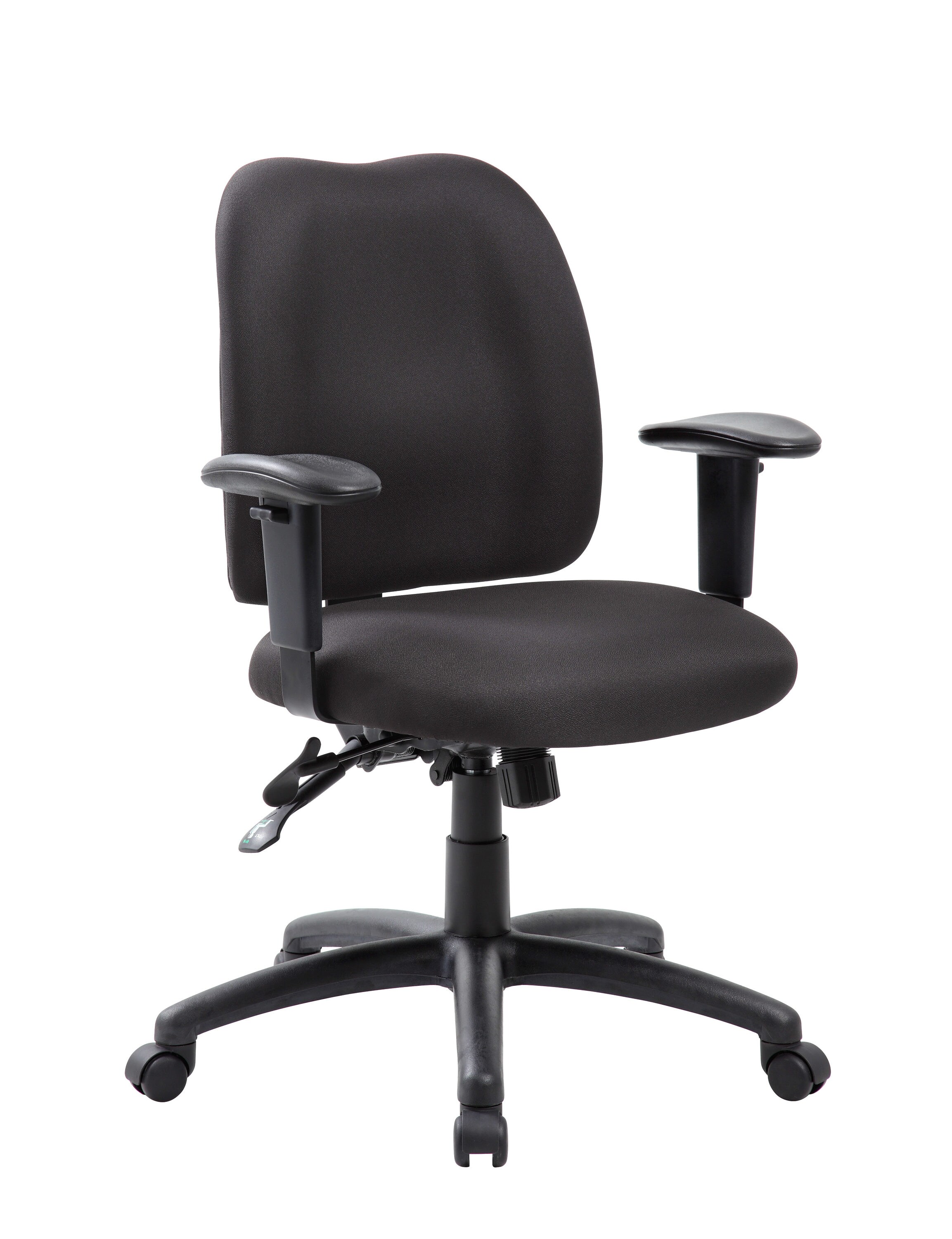 Boss Office Products Black Contemporary Ergonomic Adjustable Height Swivel  Upholstered Task Chair