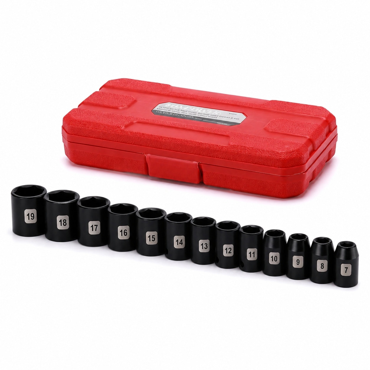 DYRCJ  13 Pieces 3 8 Inch Drive Shallow Impact Socket Set 7mm to 19mm CR V Metric 6 Point Shallow 13 Pieces 3 8 Dr Socket