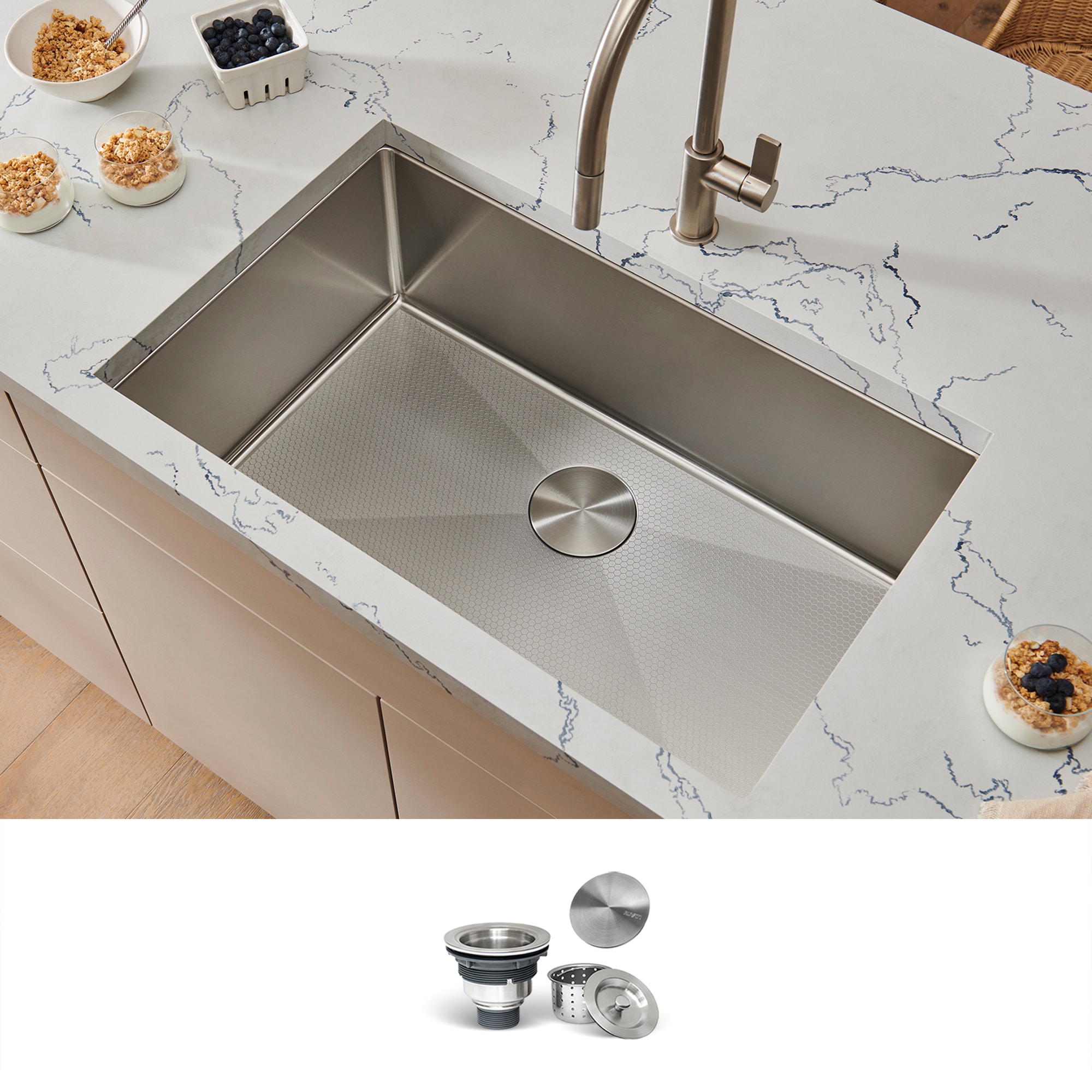 Ruvati RVH7630 Gravena Undermount 30-in x 18-in Stainless steel Single bowl 16 -Gauge Kitchen Sink