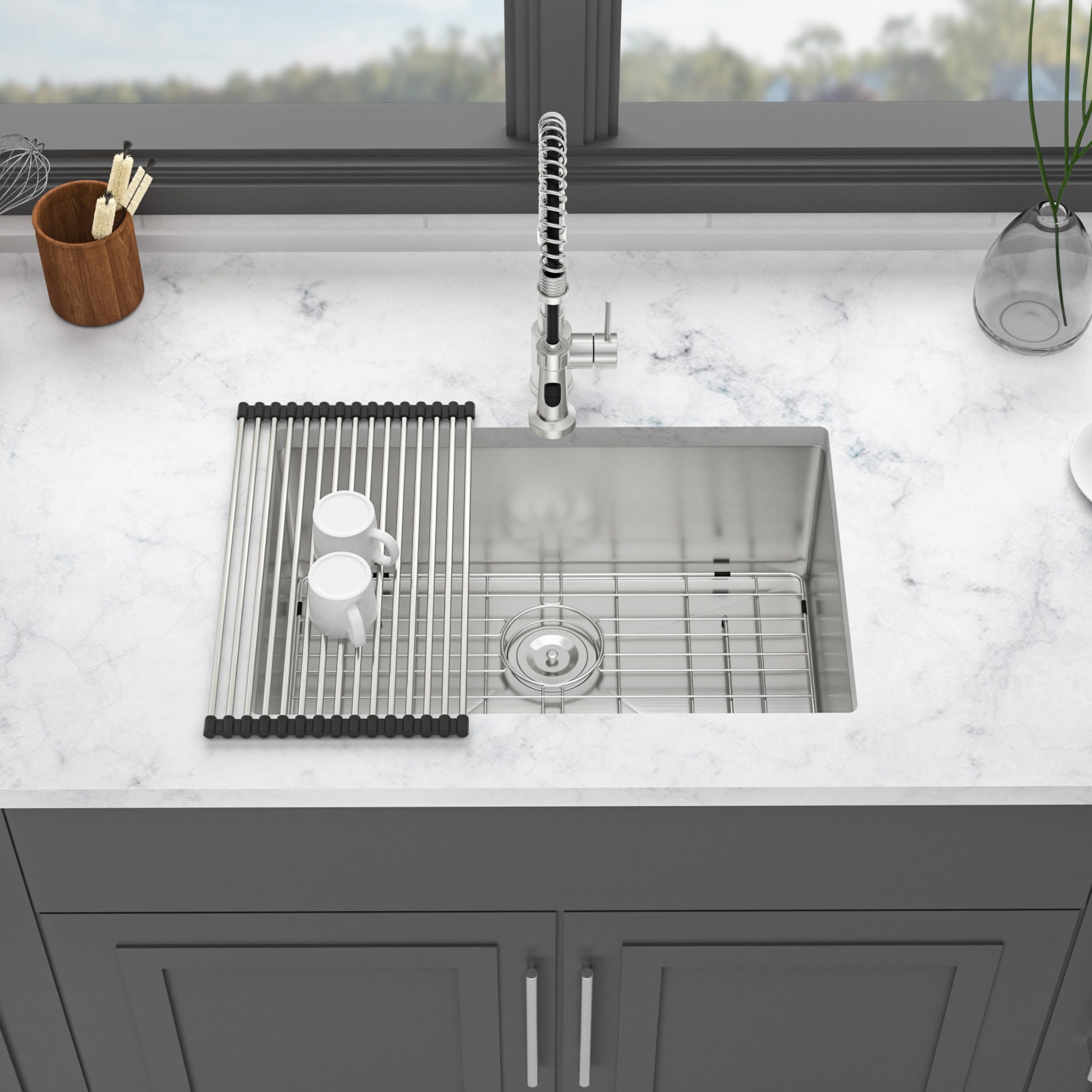 LUXEYARD 28 Inch Undermount Sink - 28in. x18in. x10in.Undermount Stainless Steel Kitchen Sink 16 Gauge 10 Inch Deep Single Bowl Kitchen Sink Basin