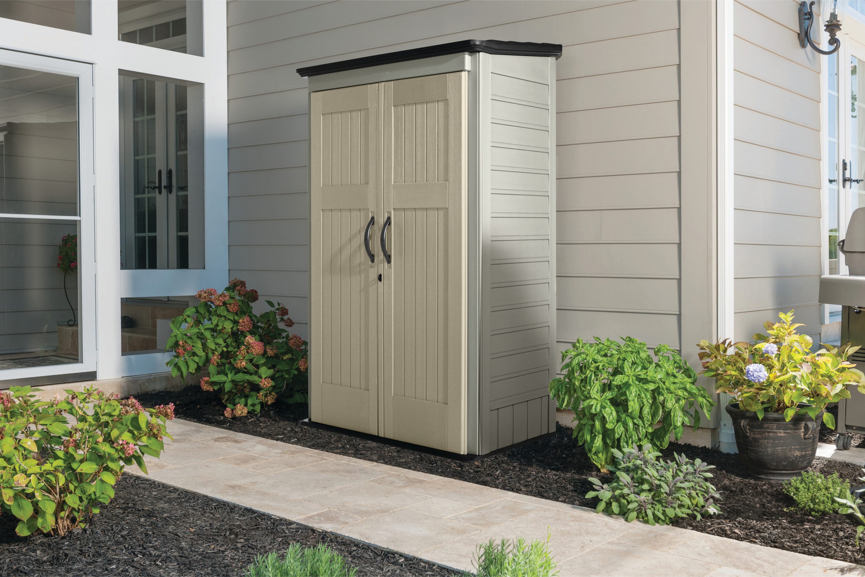 Rubbermaid 2 ft. 4 in. x 4 ft. 8 in. Small Vertical Resin Storage Shed  1967660 - The Home Depot