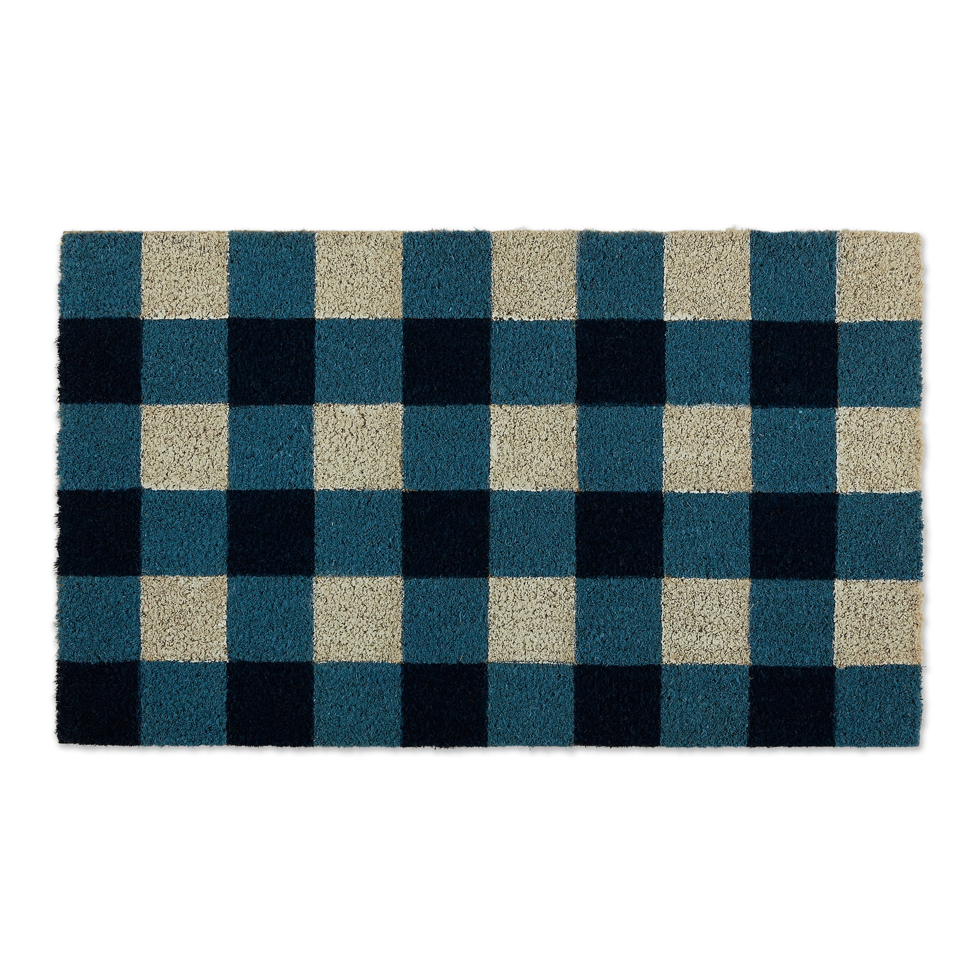 Welcome Gingham Plaid Coir Outdoor Doormat, (18 x 30)