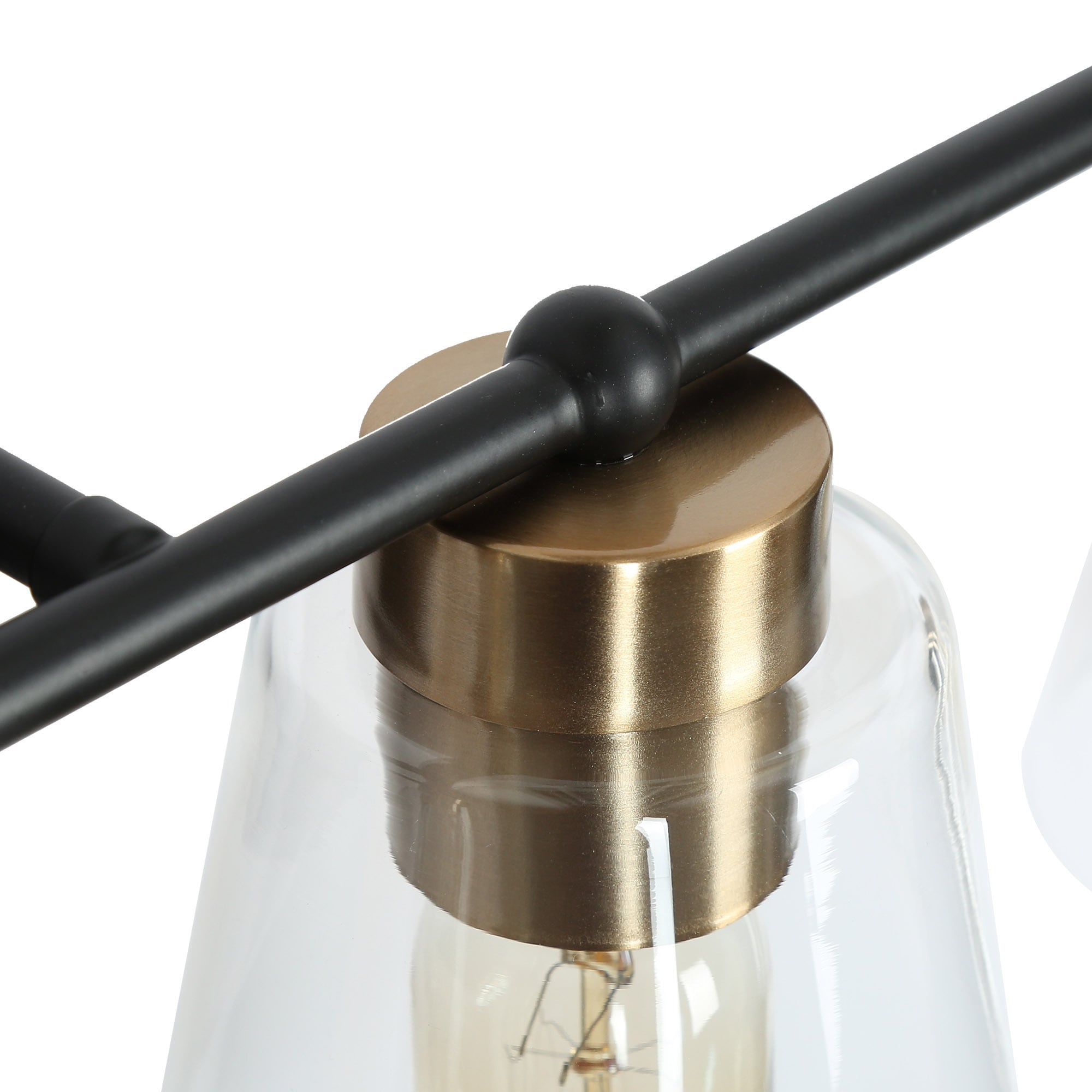 ZEVNI L3ZIZ7J2W4695SQ7 Stan 29.1-in 4-Light Black/Brass LED Transitional Vanity Light