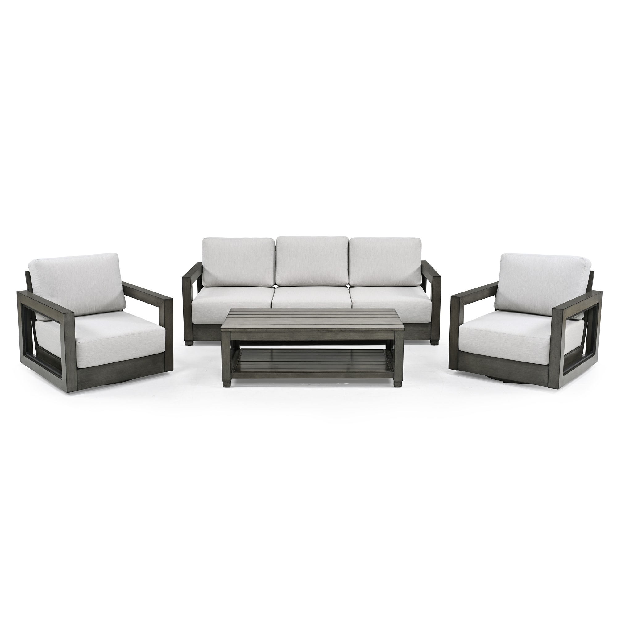  EL-SF4-GG-E4-WL3 PureForm 4 -Piece Patio Sofa Conversation Set with Gray EGEIROS LIFE Cushions