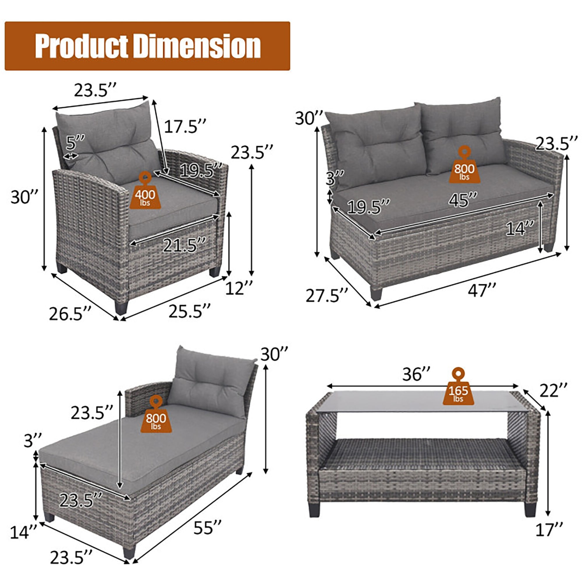 CASAINC WF-HW49647DBN+ Patio-Conversation-Sets - View #6