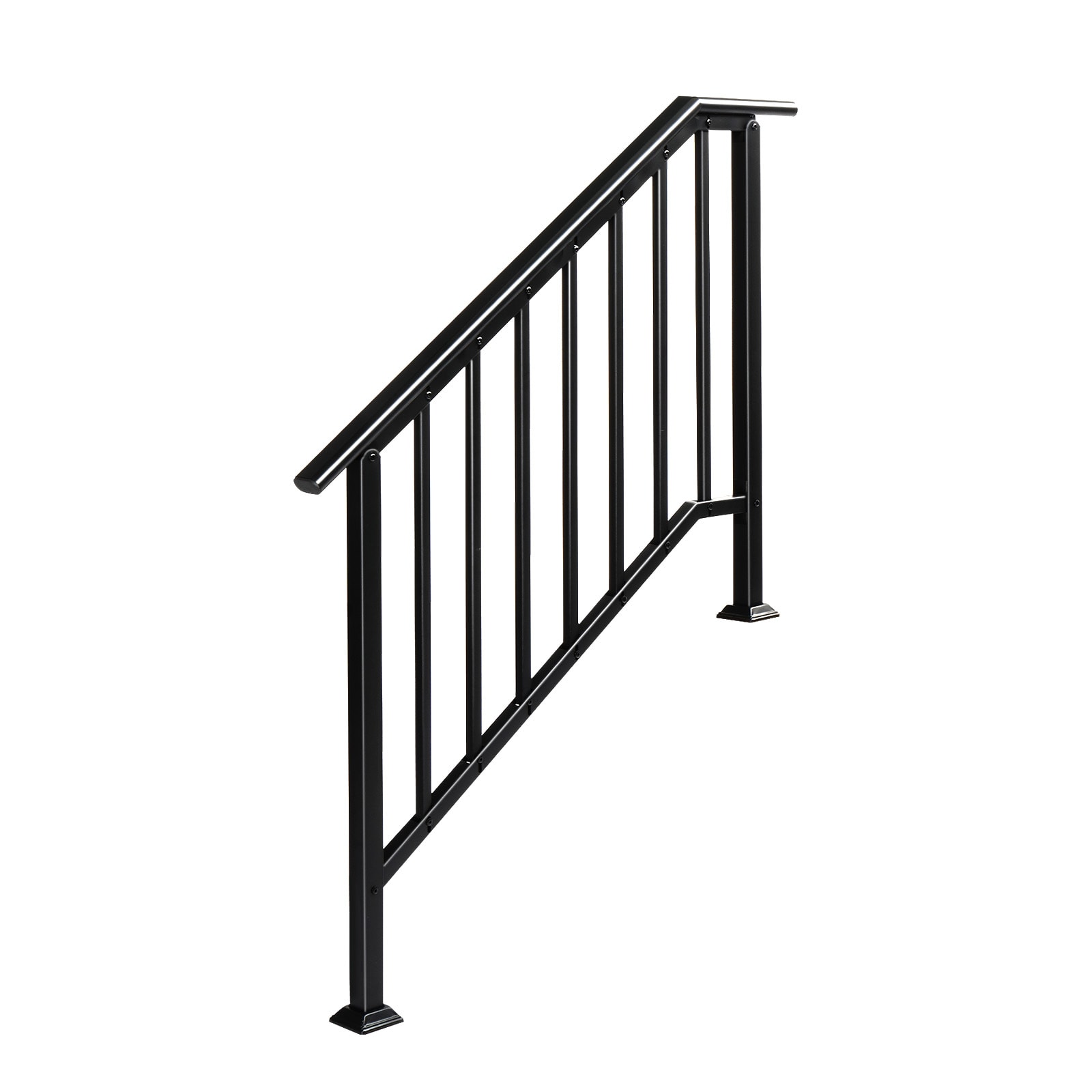 Bestcore Outdoor Stair Railing Fits 3 to 4 Steps - Wrought Iron Handrail with 600-lb Capacity - Powder-Coated Grab Rail for Porch and Deck Entries