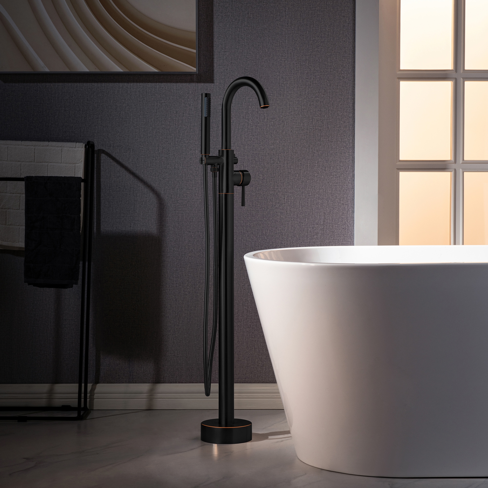 Woodbridge LF950 Derby Oil Rubbed Bronze 1-handle Freestanding High-arc Bathtub Faucet with Hand Shower